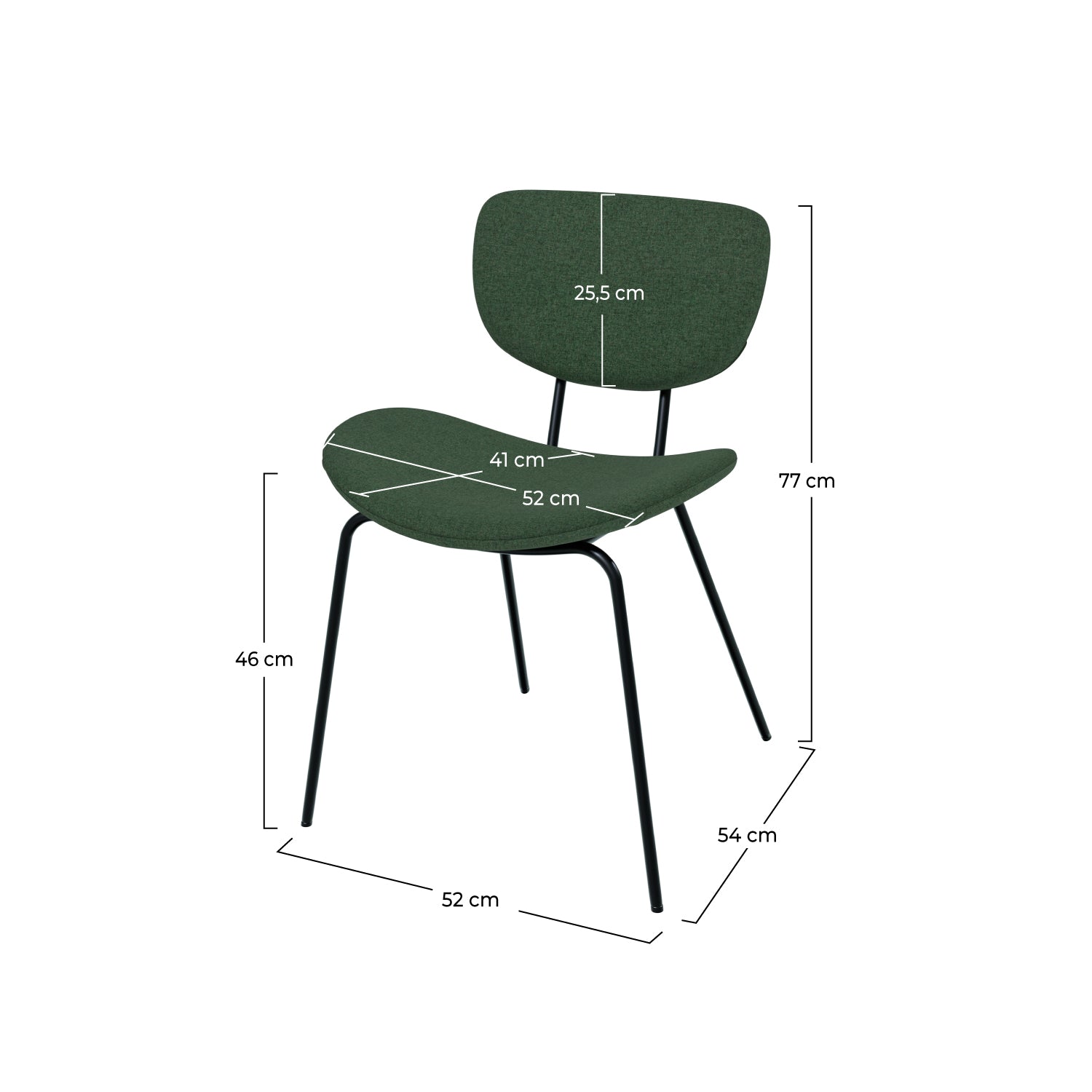 Silla Verner de tela verde (lote de 2)
