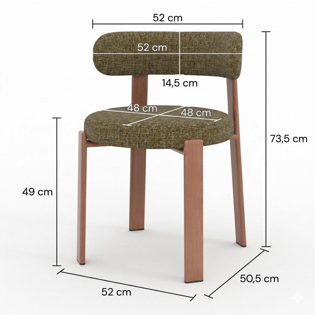 Chaise vert olive confort bois foncé