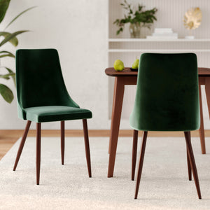 sedia vinni in morbido velluto verde abete set di 2