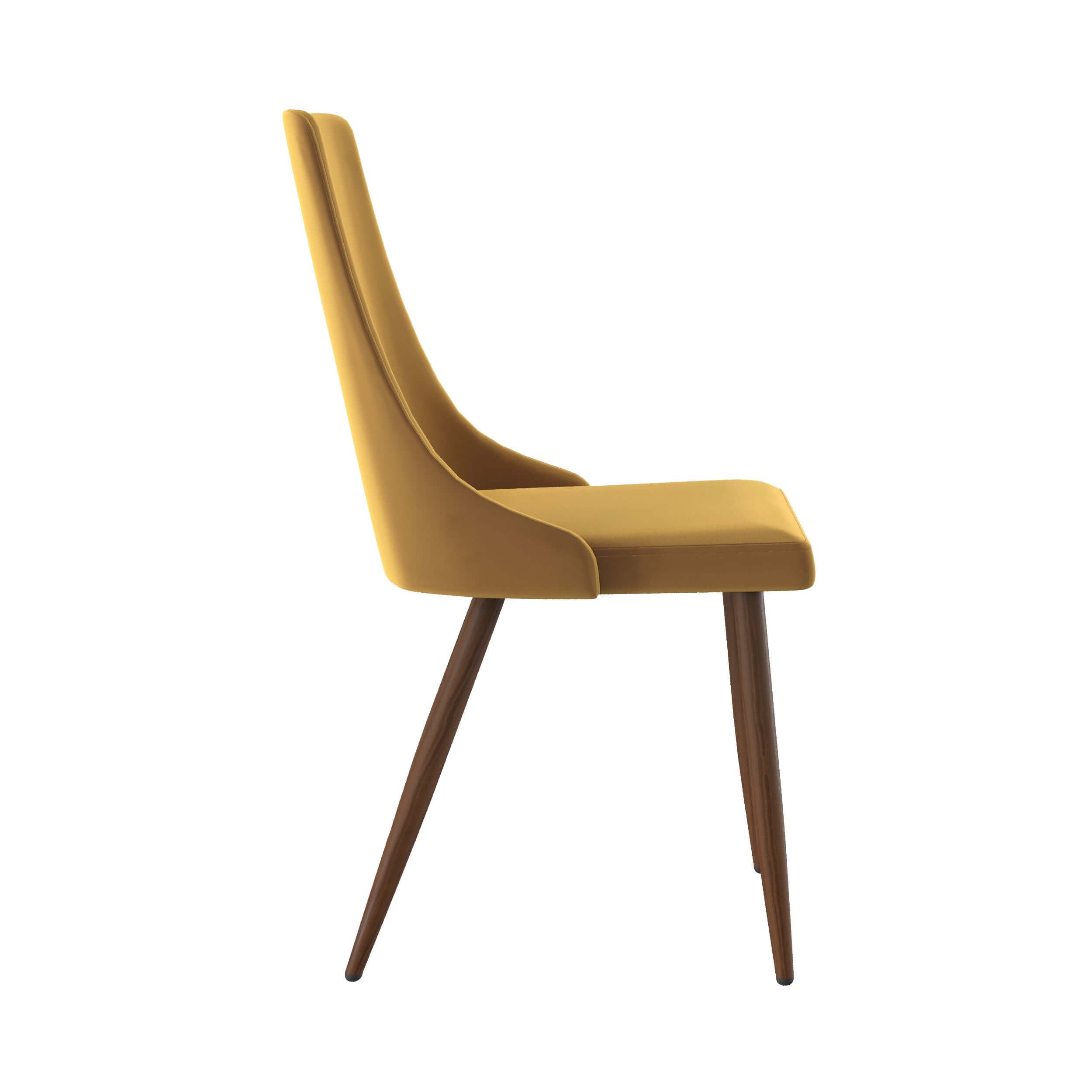 sedia vinni in velluto giallo senape gambe effetto legno set di 2