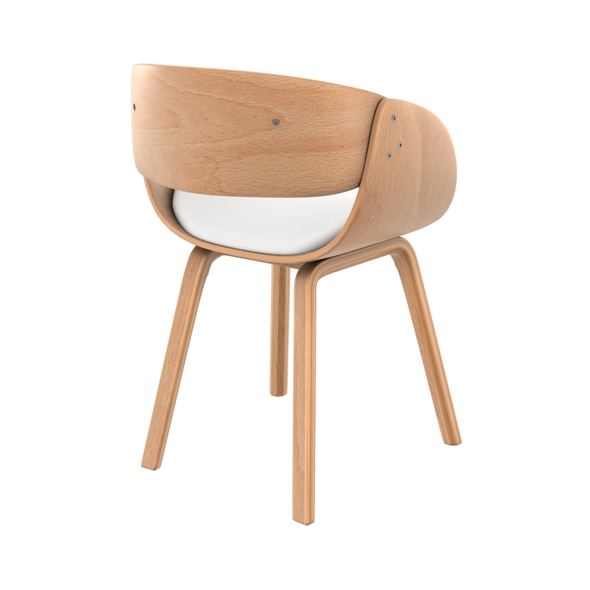 sedia vintage in legno chiaro con schienale arrotondato