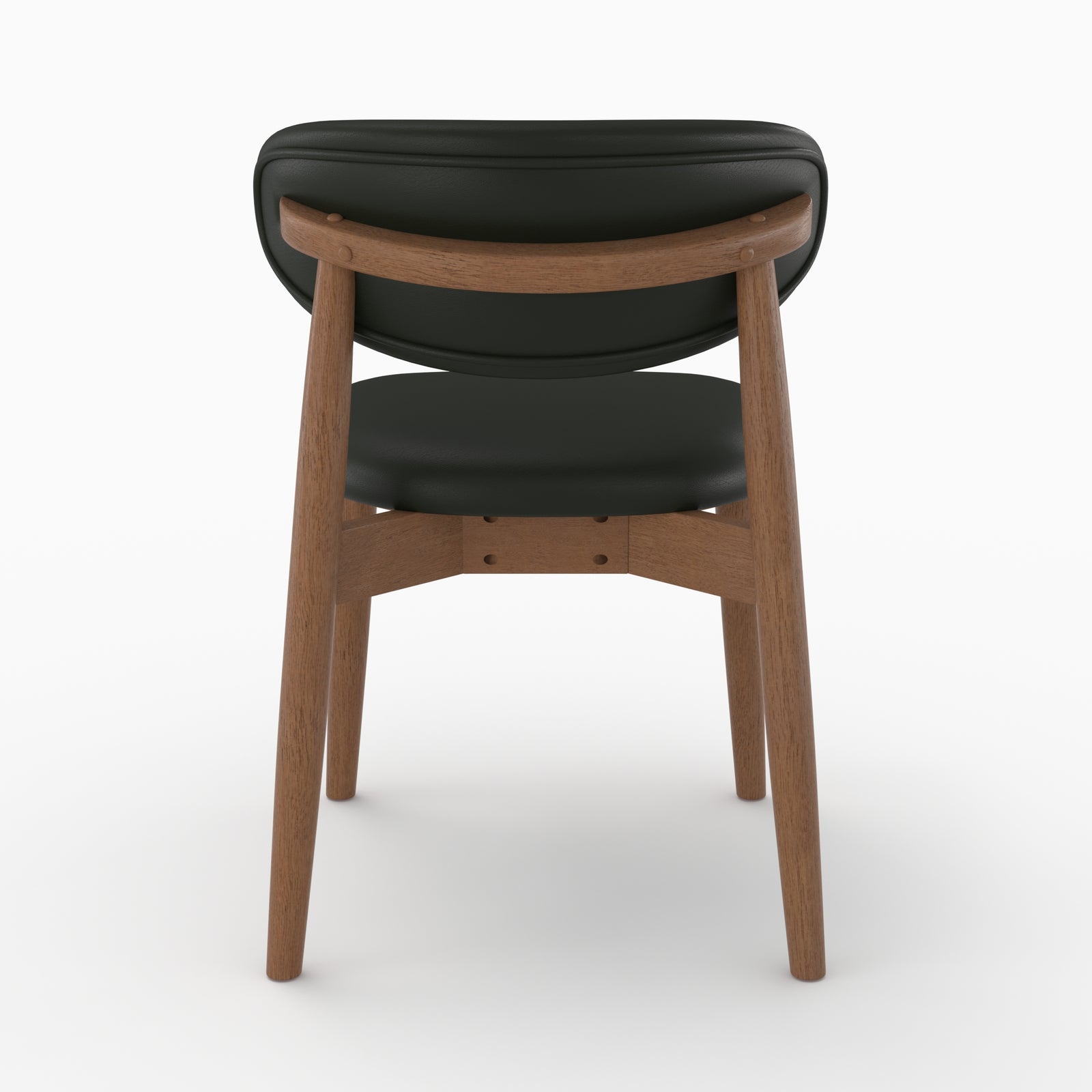 Chaise Yuna en cuir synthétique noir et bois foncé, vue de dos - Maison Pavane