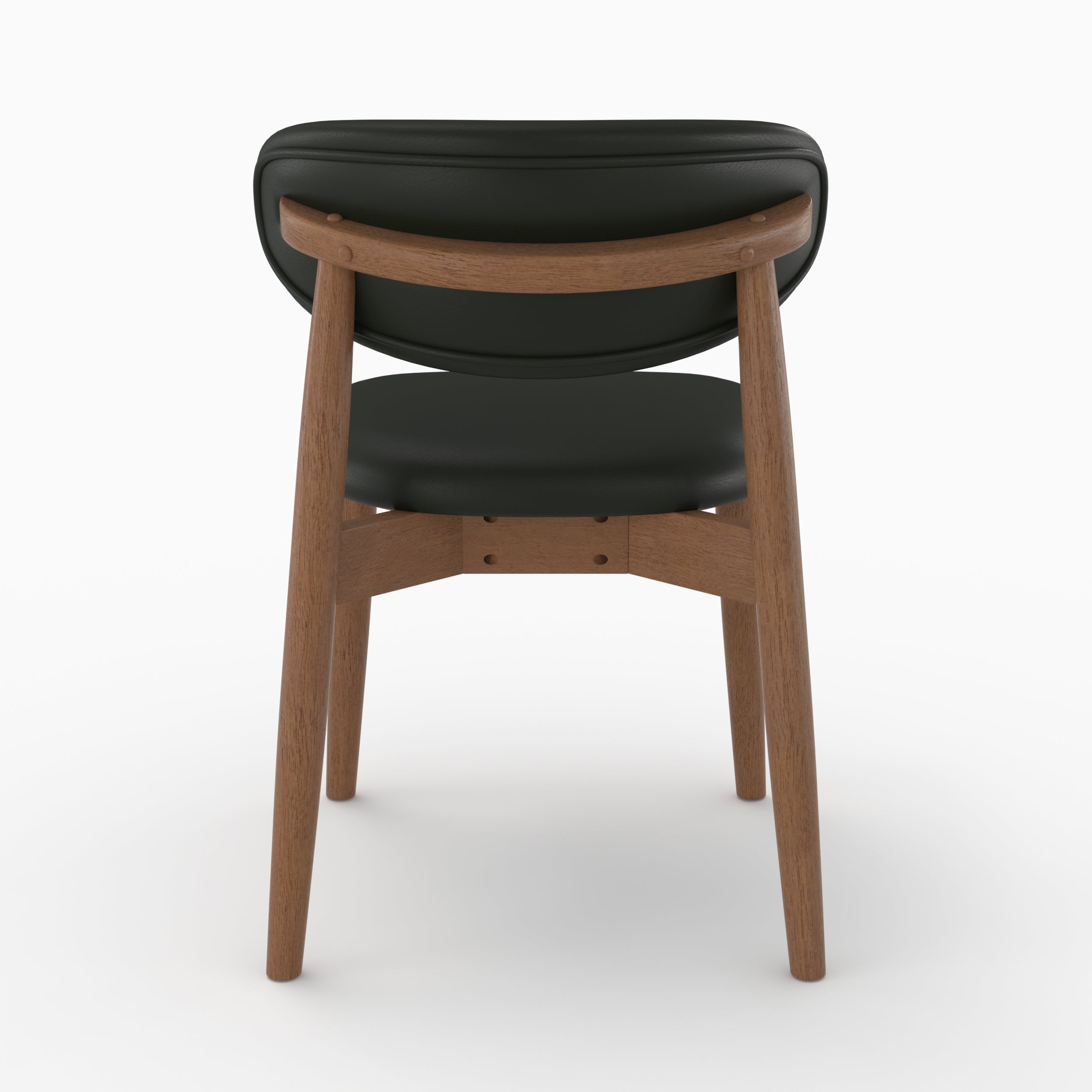 Chaise Yuna en cuir synthétique noir et bois foncé, vue de dos - Maison Pavane