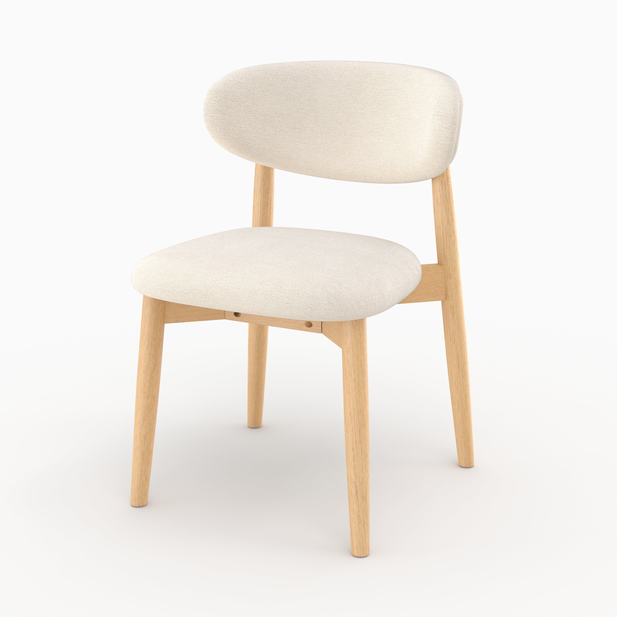 Chaise Yuna en tissu beige et bois clair, vue de trois quarts - Maison Pavane