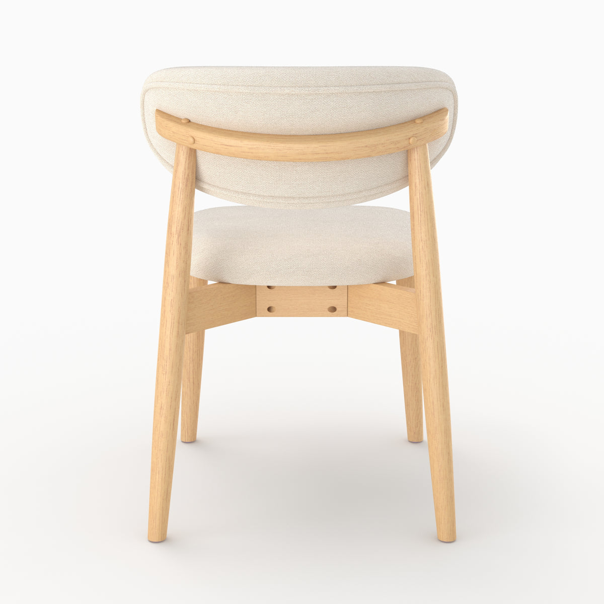 Chaise Yuna en tissu beige et bois clair, vue de dos - Maison Pavane