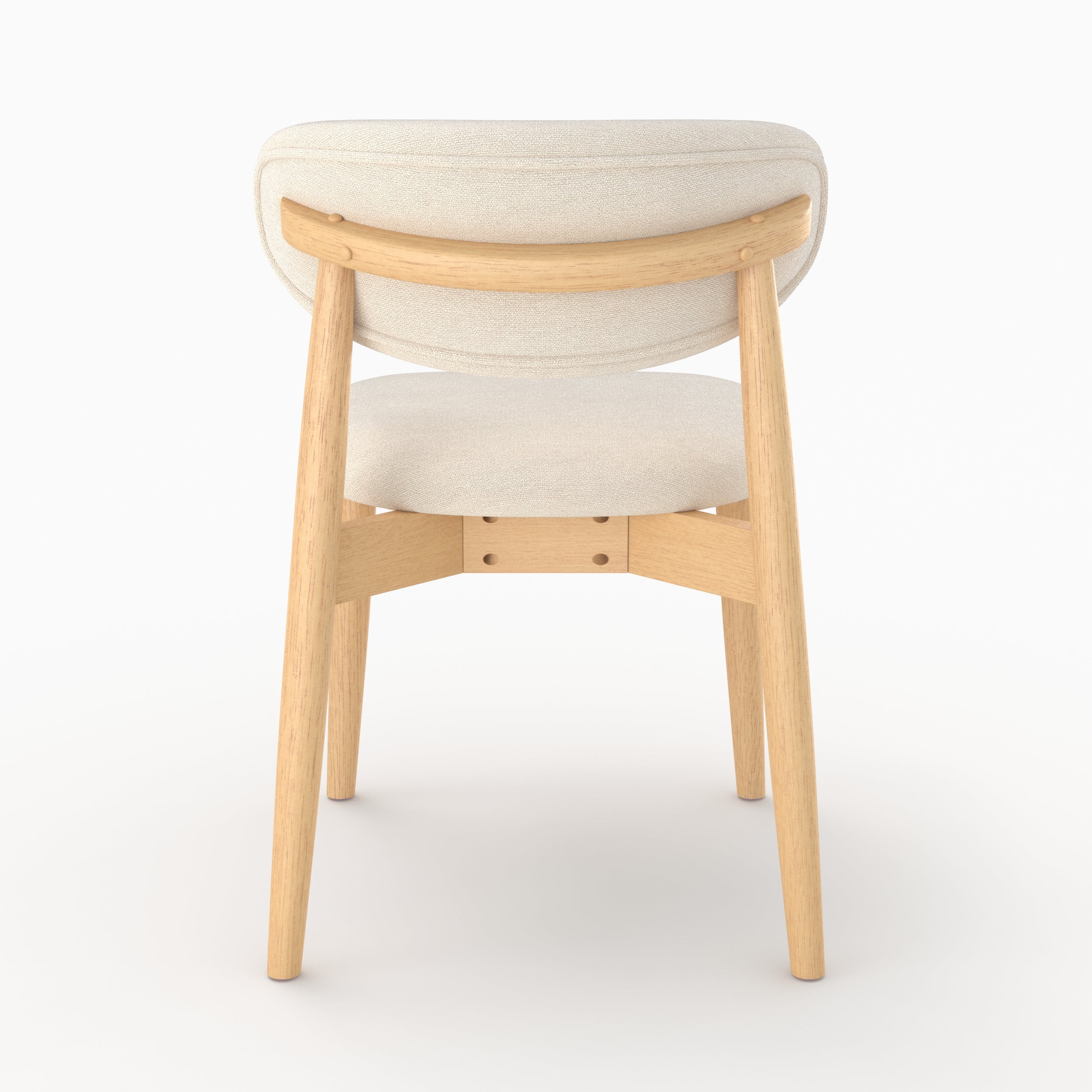 Chaise Yuna en tissu beige et bois clair, vue de dos - Maison Pavane