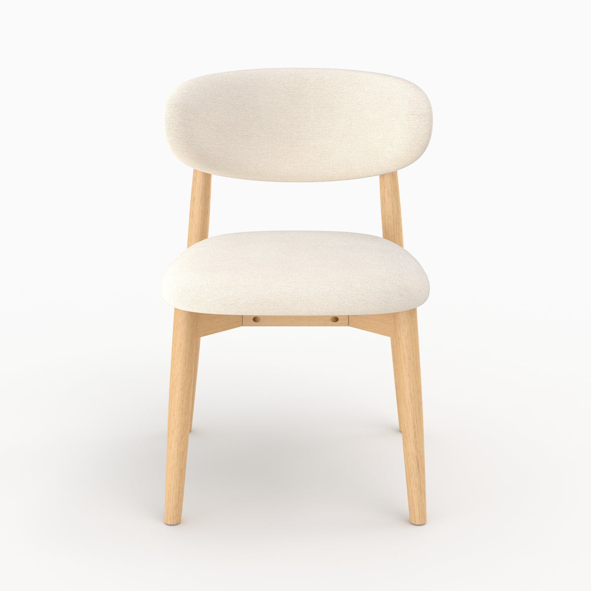 Chaise Yuna en tissu beige et bois clair, vue de face - Maison Pavane