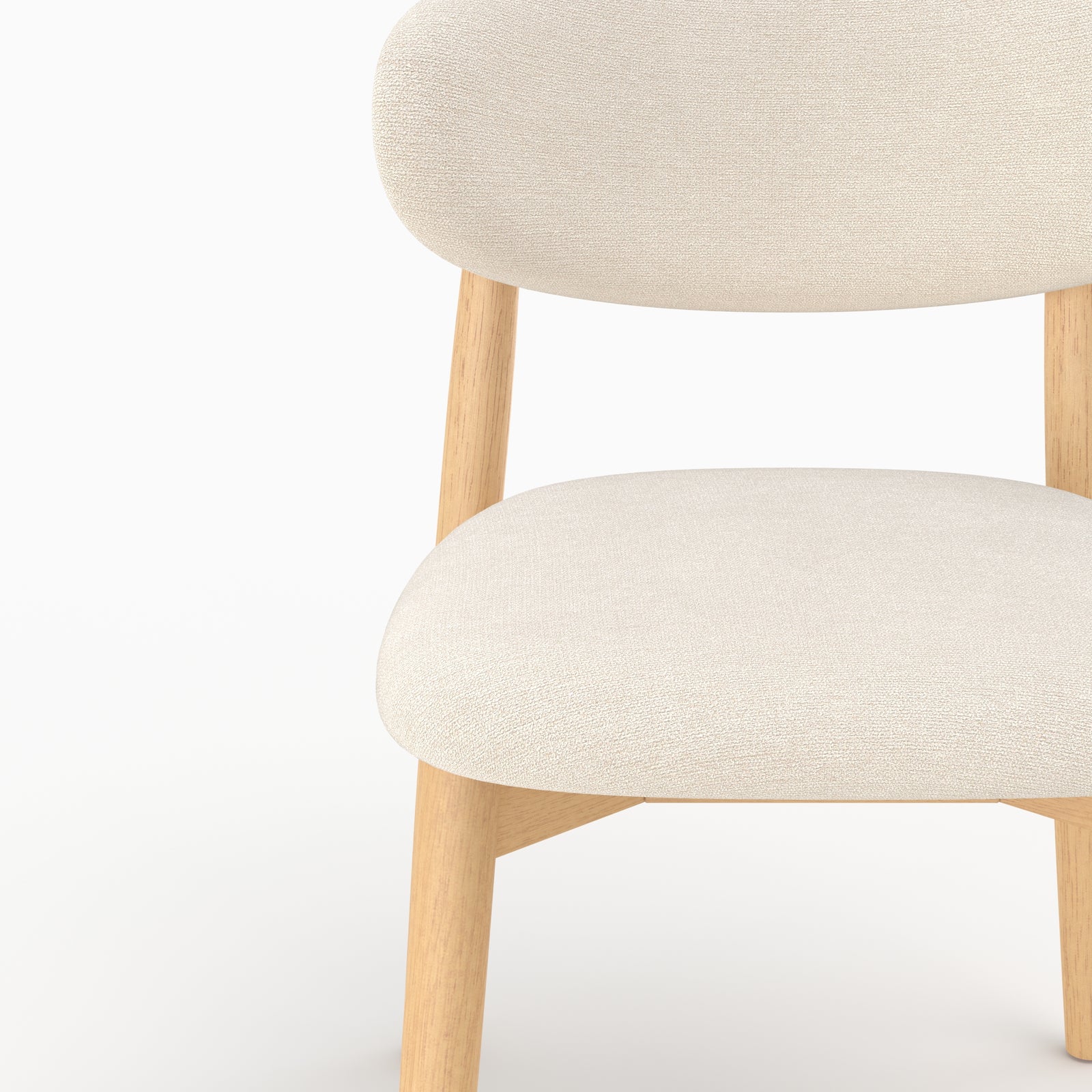 Chaise Yuna en tissu beige, zoom sur l'assise et le dossier - Maison Pavane