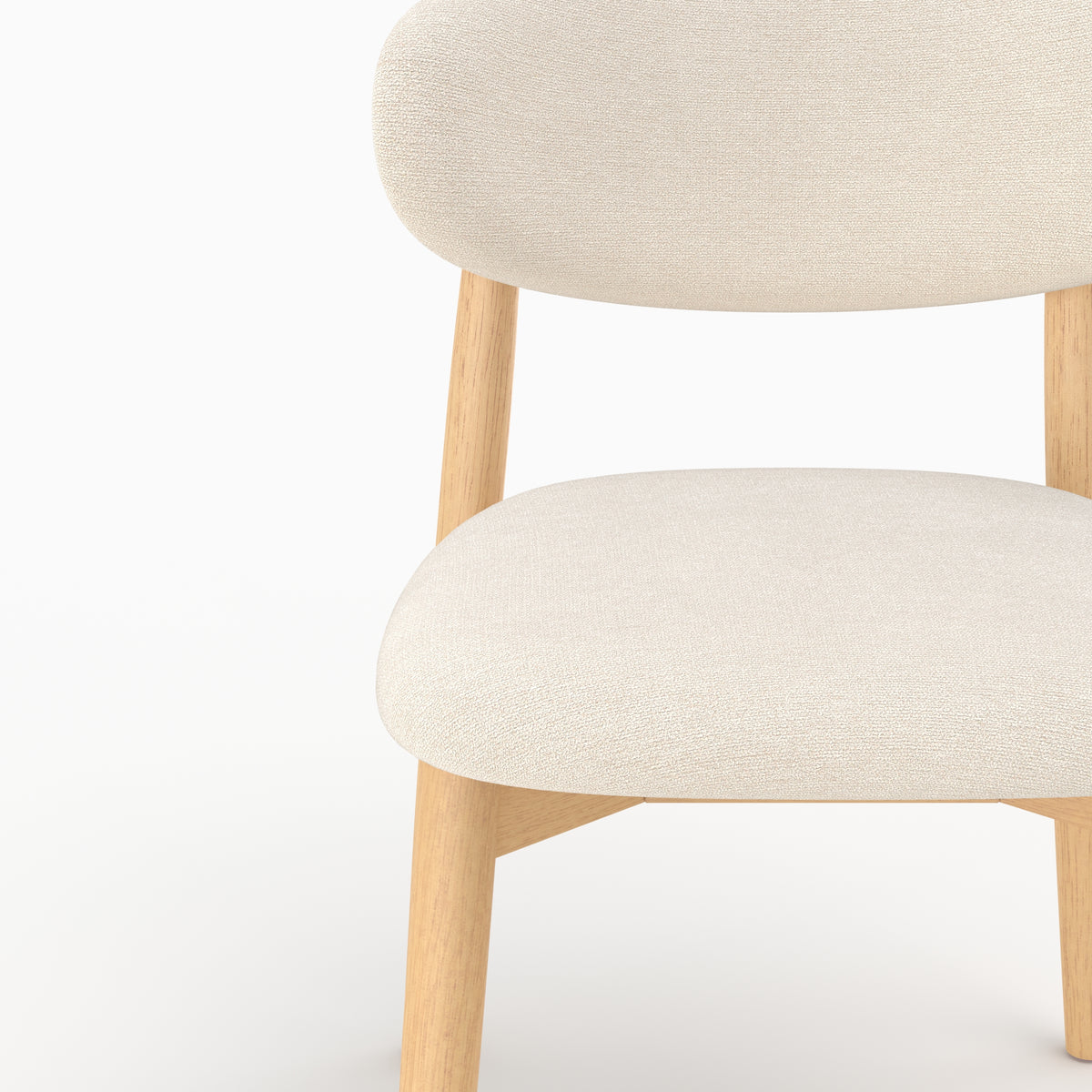 Chaise Yuna en tissu beige, zoom sur l'assise et le dossier - Maison Pavane