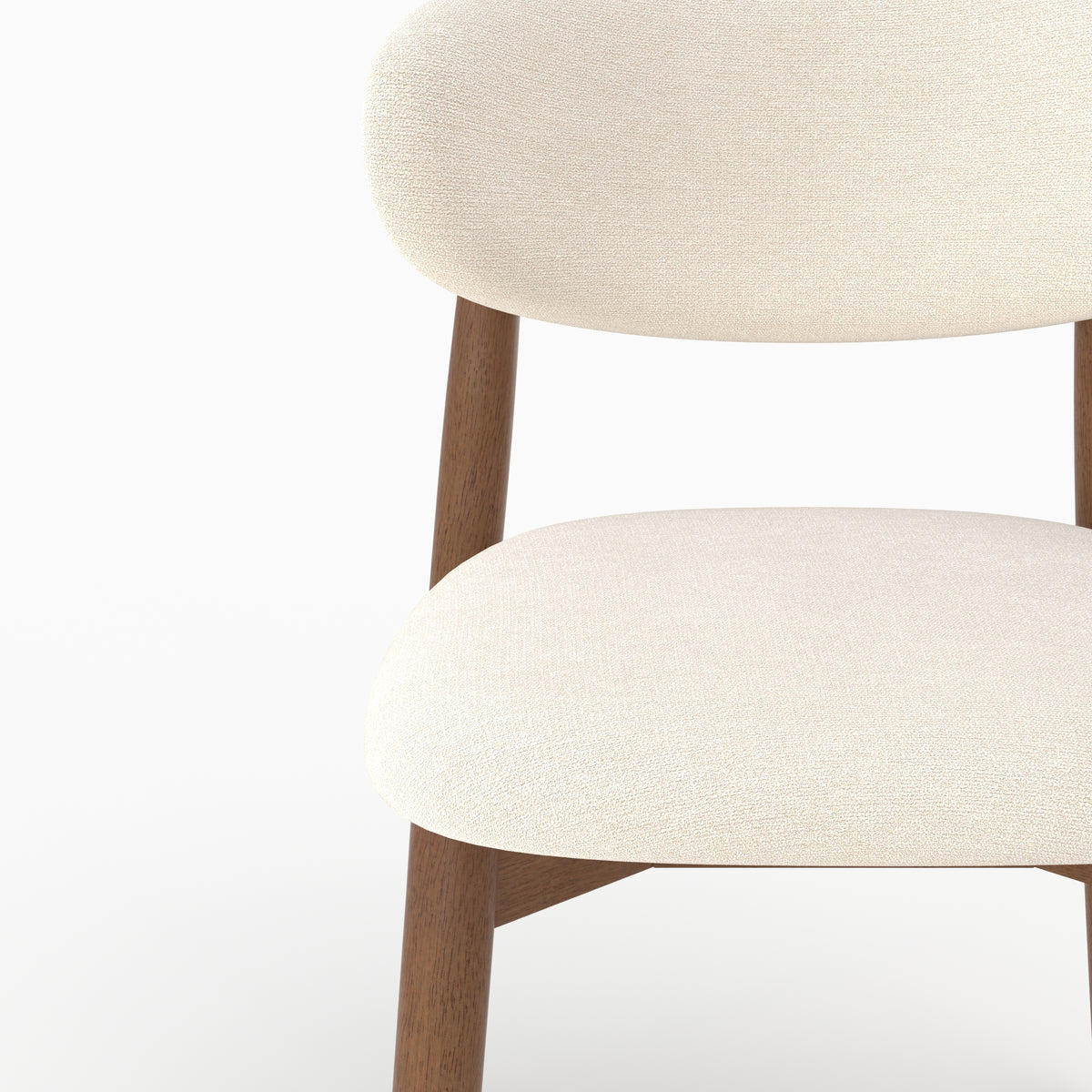 Chaise Yuna en tissu beige, zoom sur l'assise et le dossier - Maison Pavane