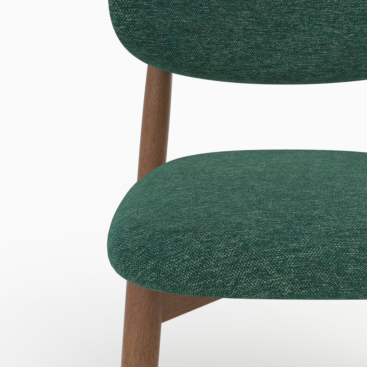 Détail du tissu chiné vert sapin de la chaise Yuna - Maison Pavane