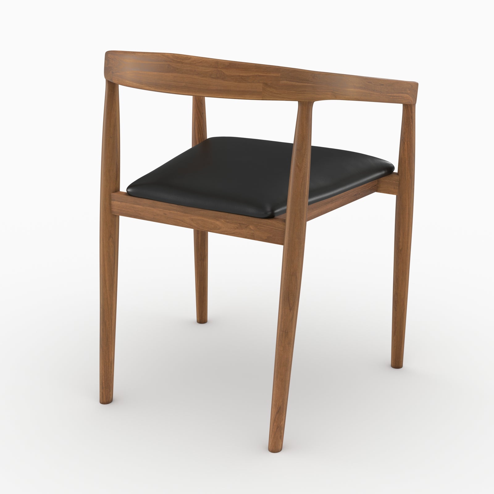 Chaises Bali cuir noir teck vernis par 2