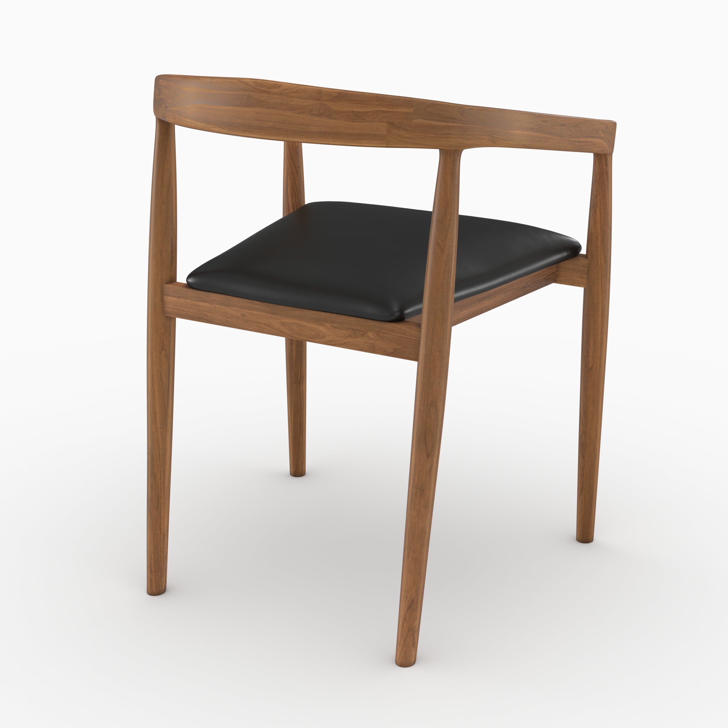 Chaises Bali cuir noir teck vernis par 2