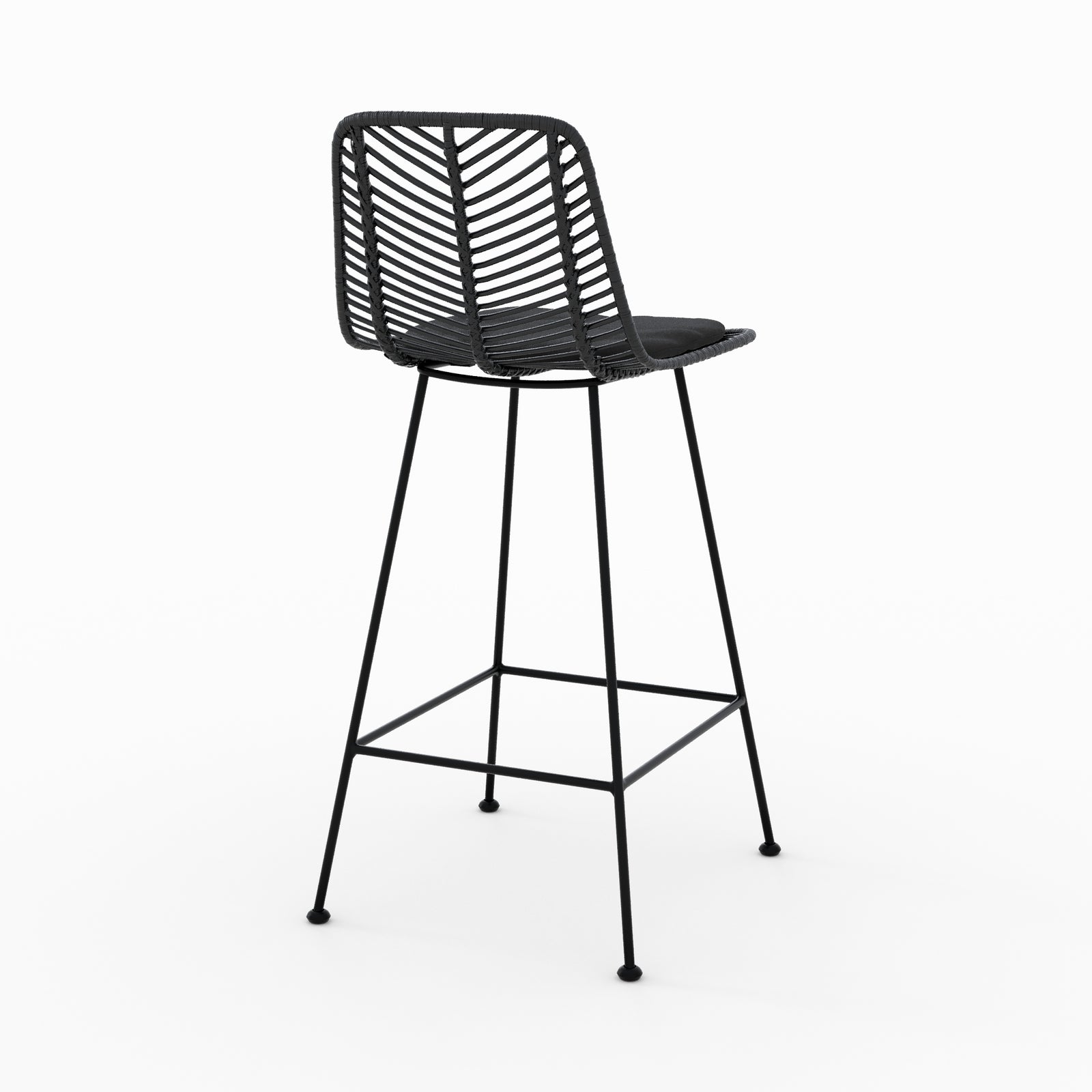 Chaises bar tamara noir rotin lot de 2 66cm