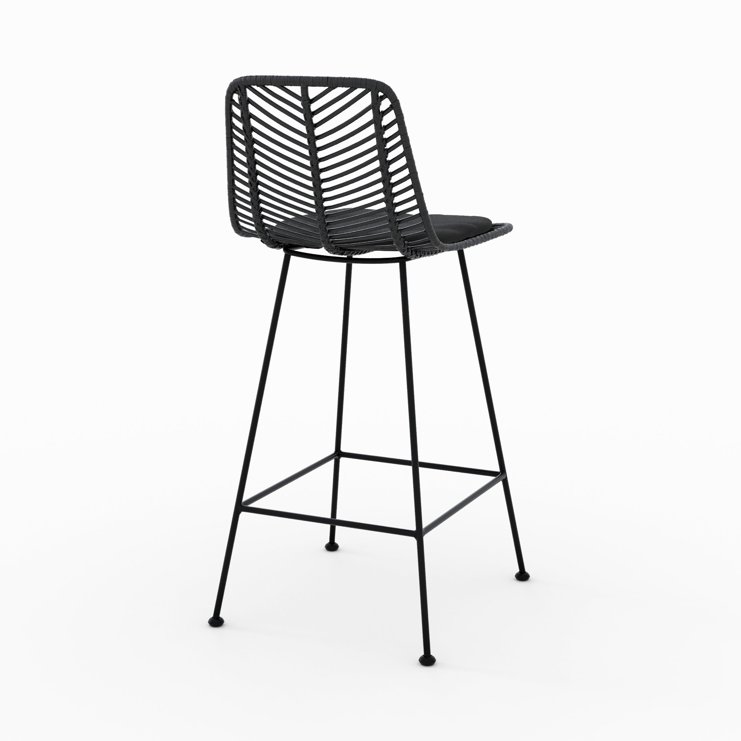 Chaises bar tamara noir rotin lot de 2 66cm