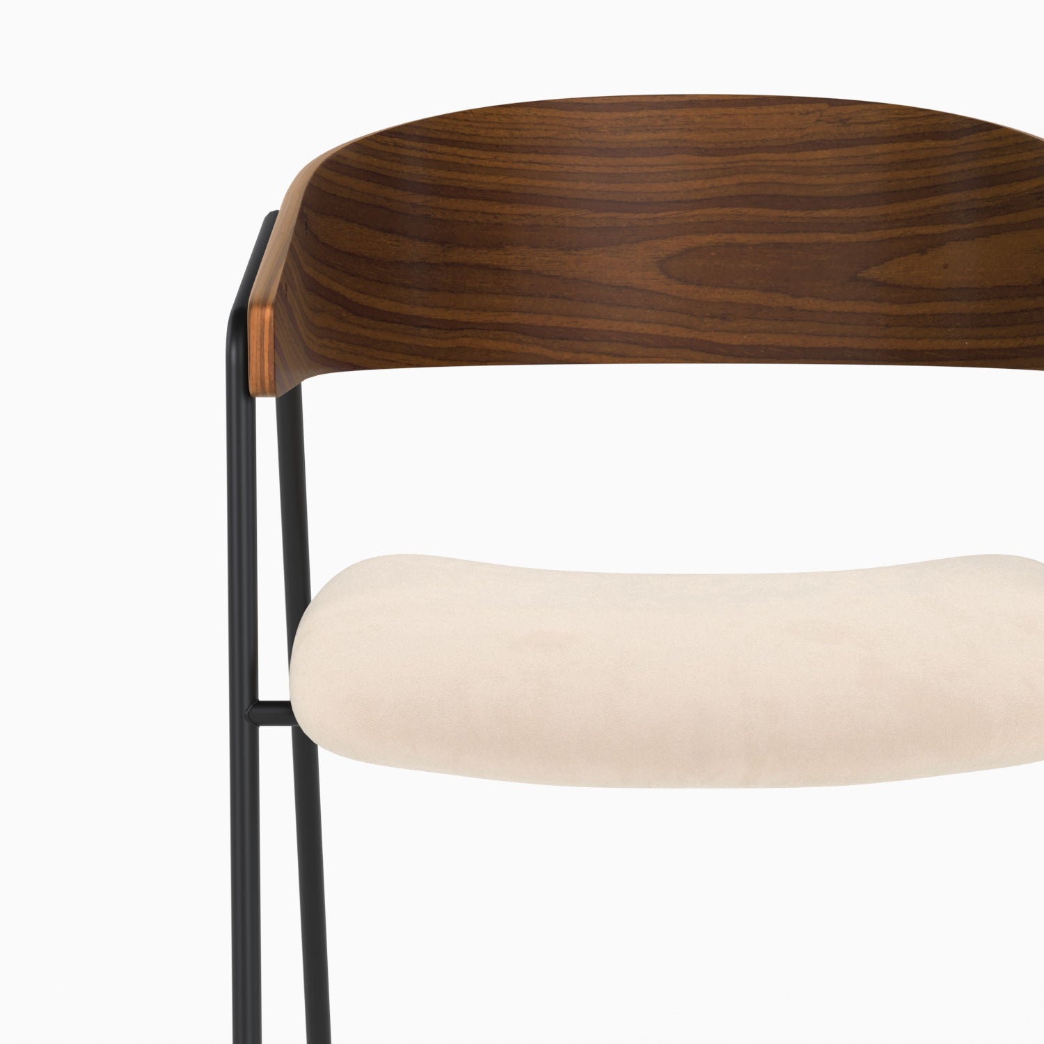 Chaises bois noyer Esmée velours blanc cassé x2