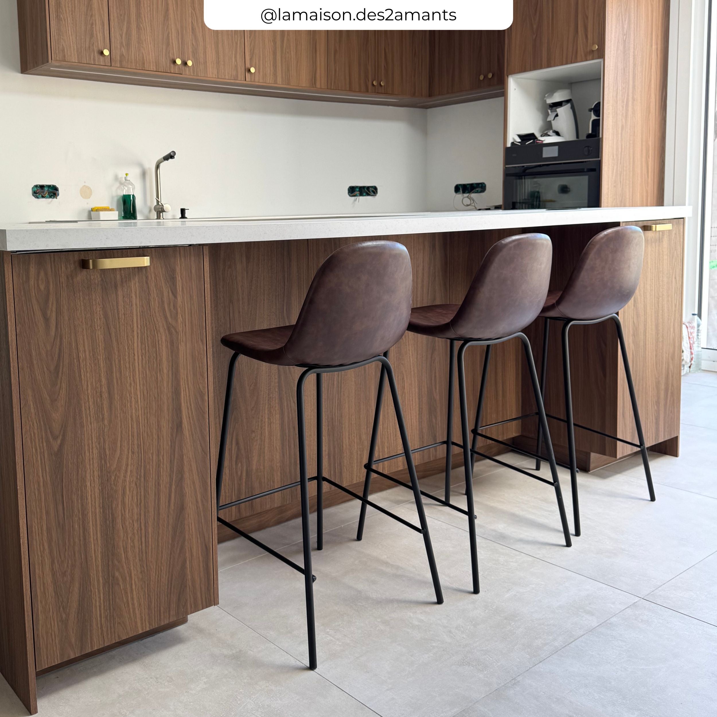 Silla de bar de media altura Henrik marrón 65 cm (juego de 2)