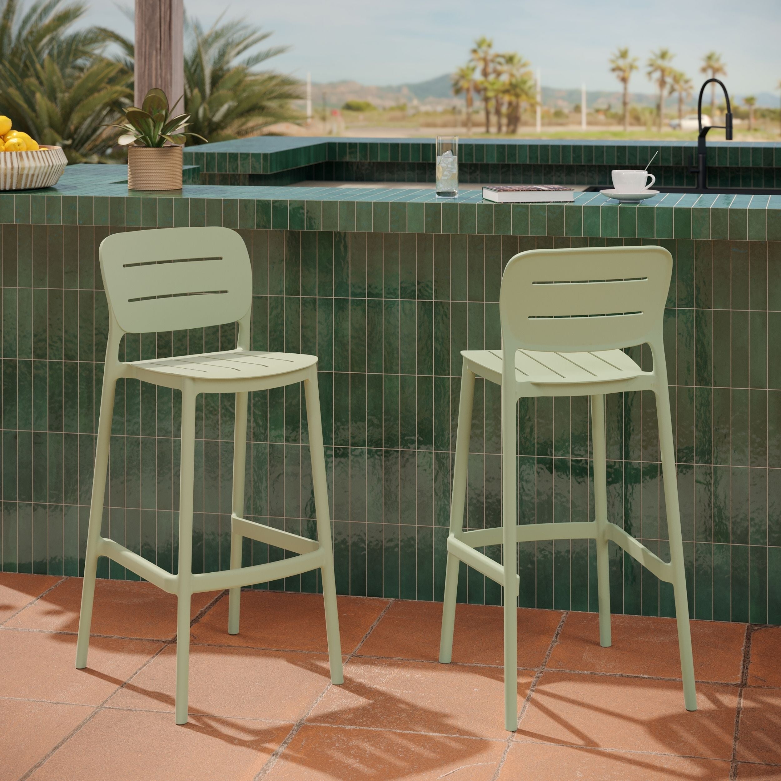 Chaises de jardin 75 cm métal vert pastel Lola