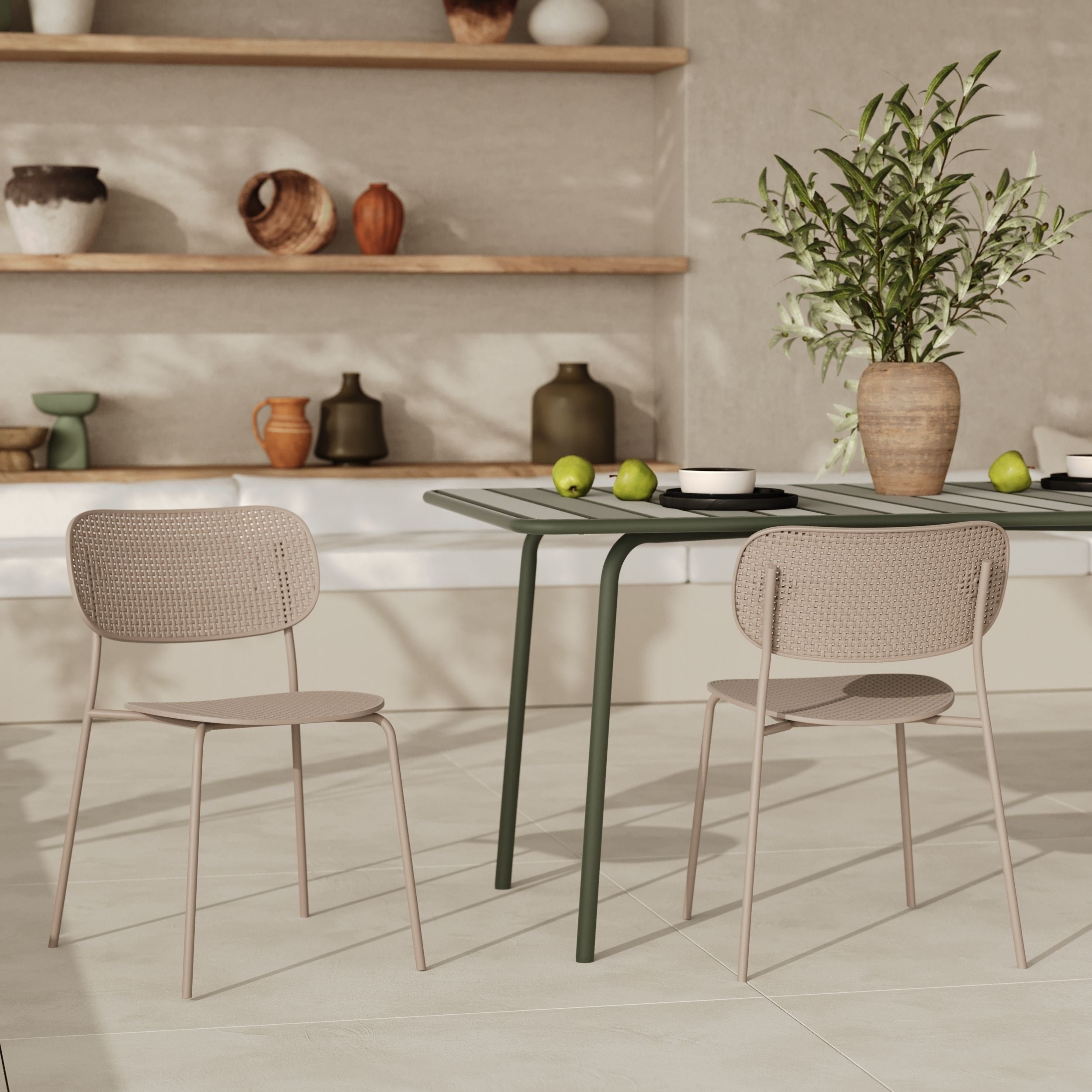 Chaises de jardin empilables beige Gea