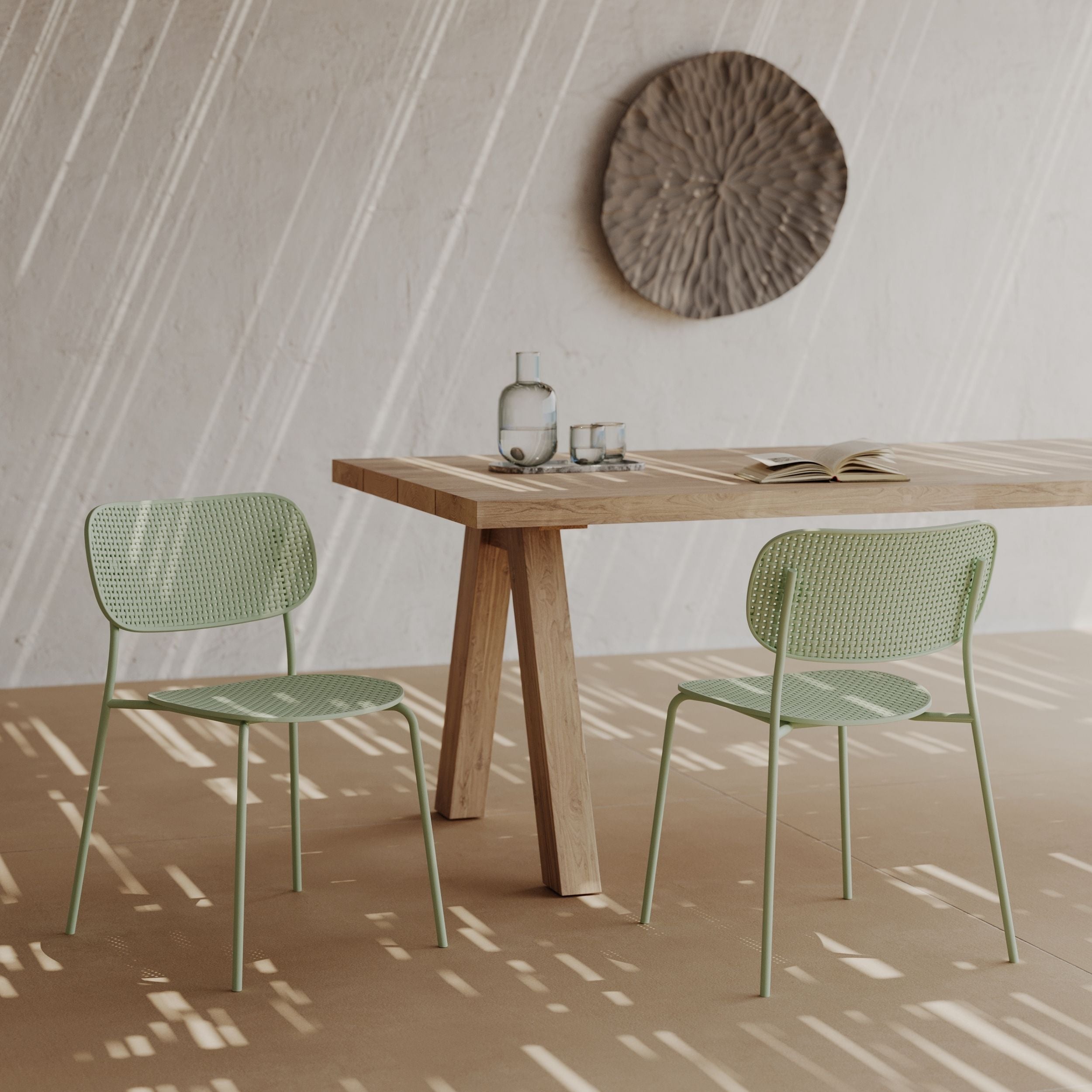 Chaises de jardin plastique vert pastel
