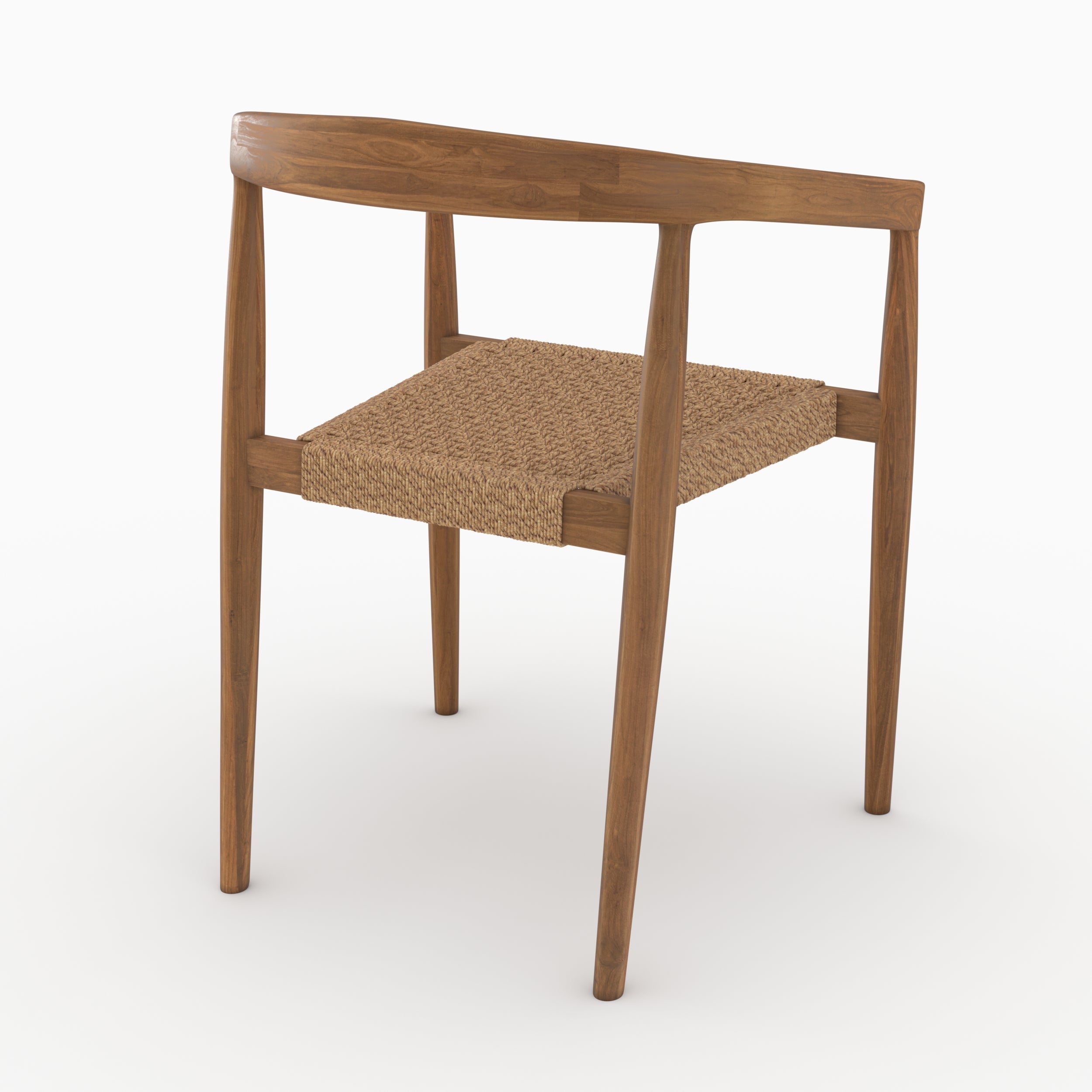 Chaises en teck vernis Bali lot 2 tressage synthétique