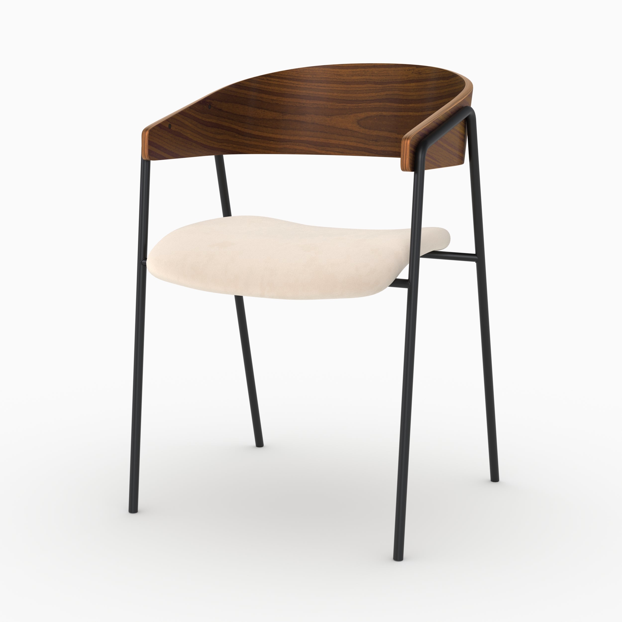 Chaises Esmée blanc cassé velours noyer x2