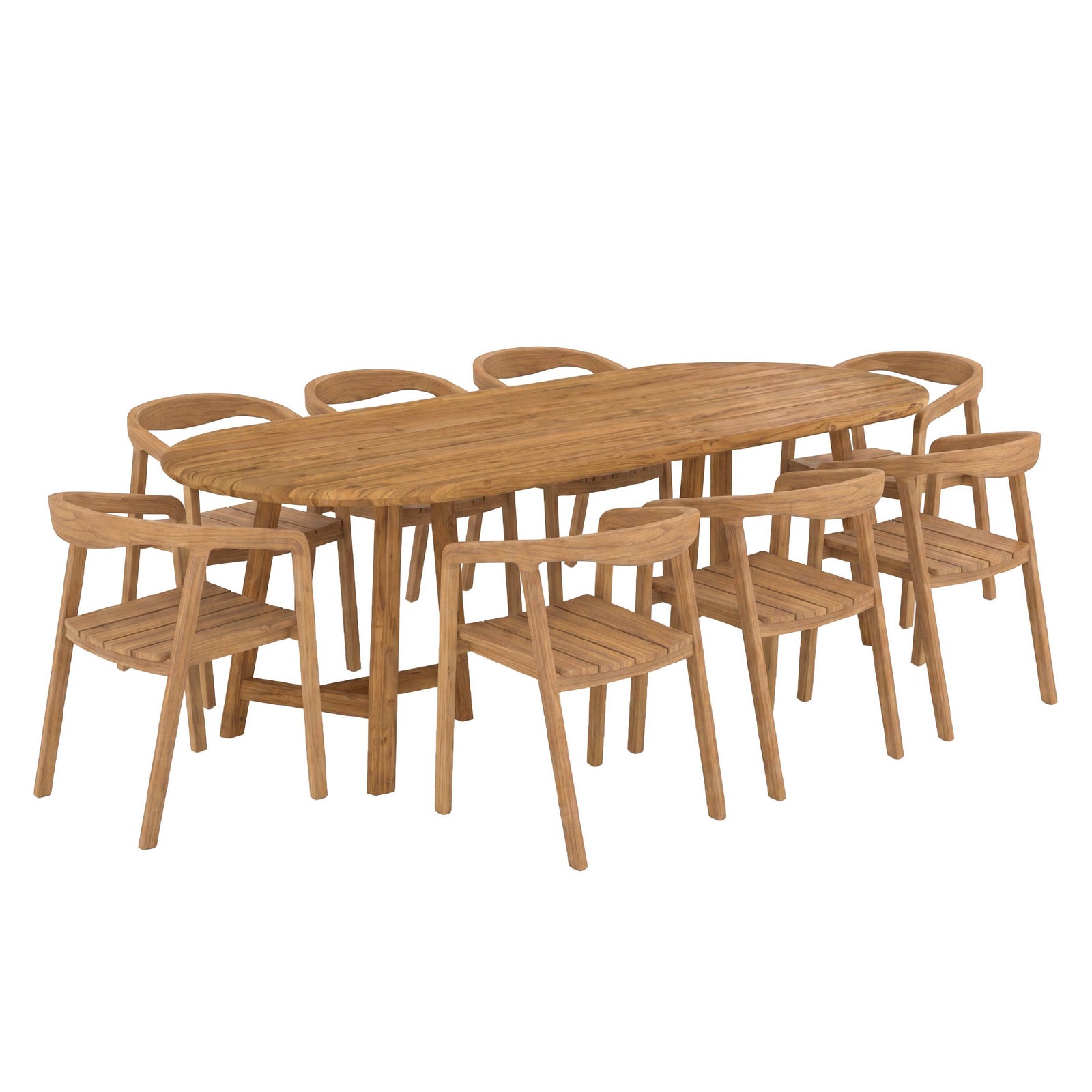 Chaises et table de jardin en teck extérieur 8 personnes – Maison Pavane