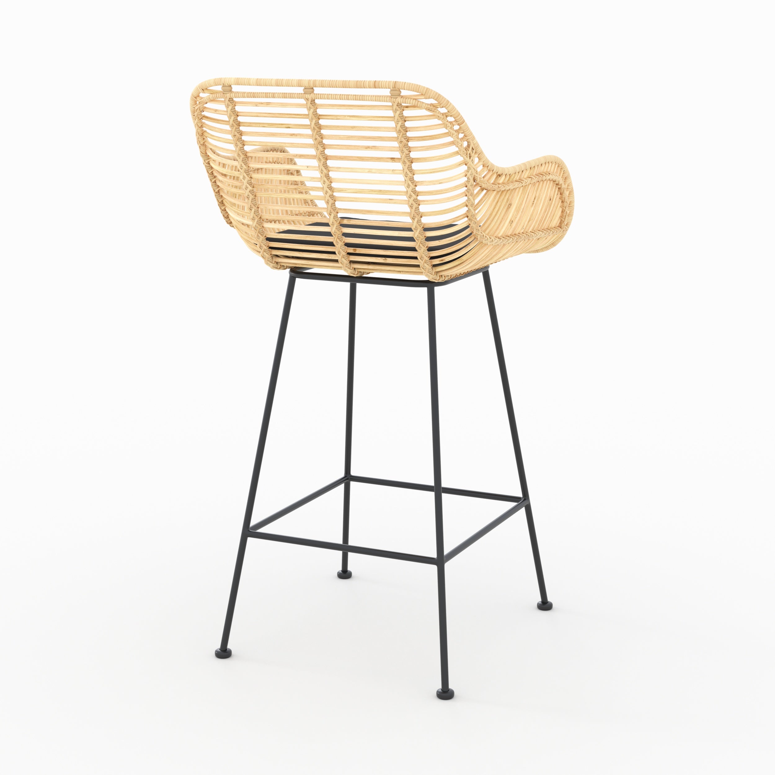 Chaises hautes pops rotin noir tissu lot de 2