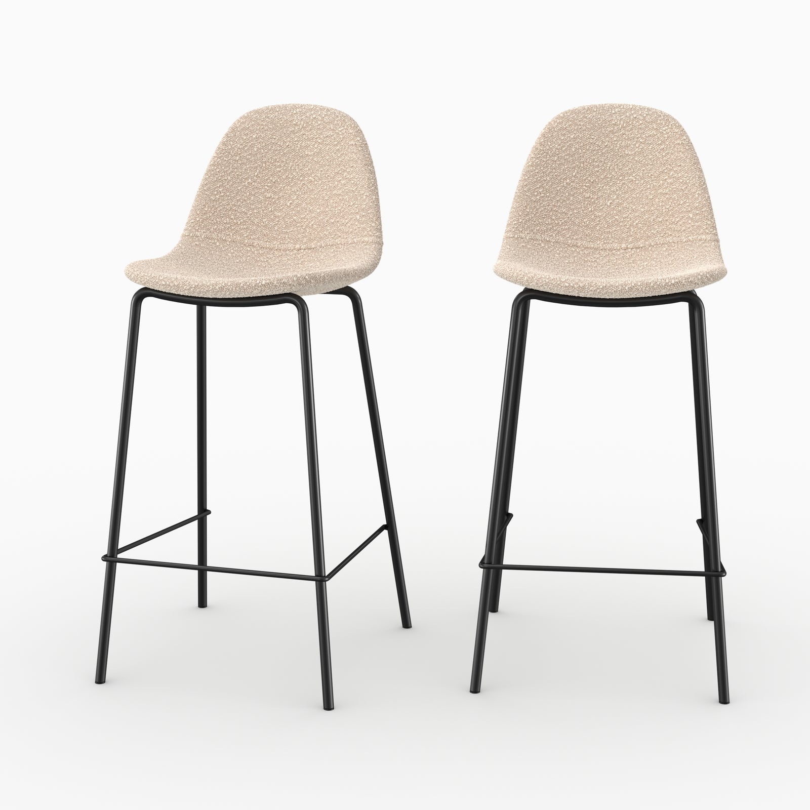 Chaises ilot Henrik tissu bouclette beige hauteur 65 5cm