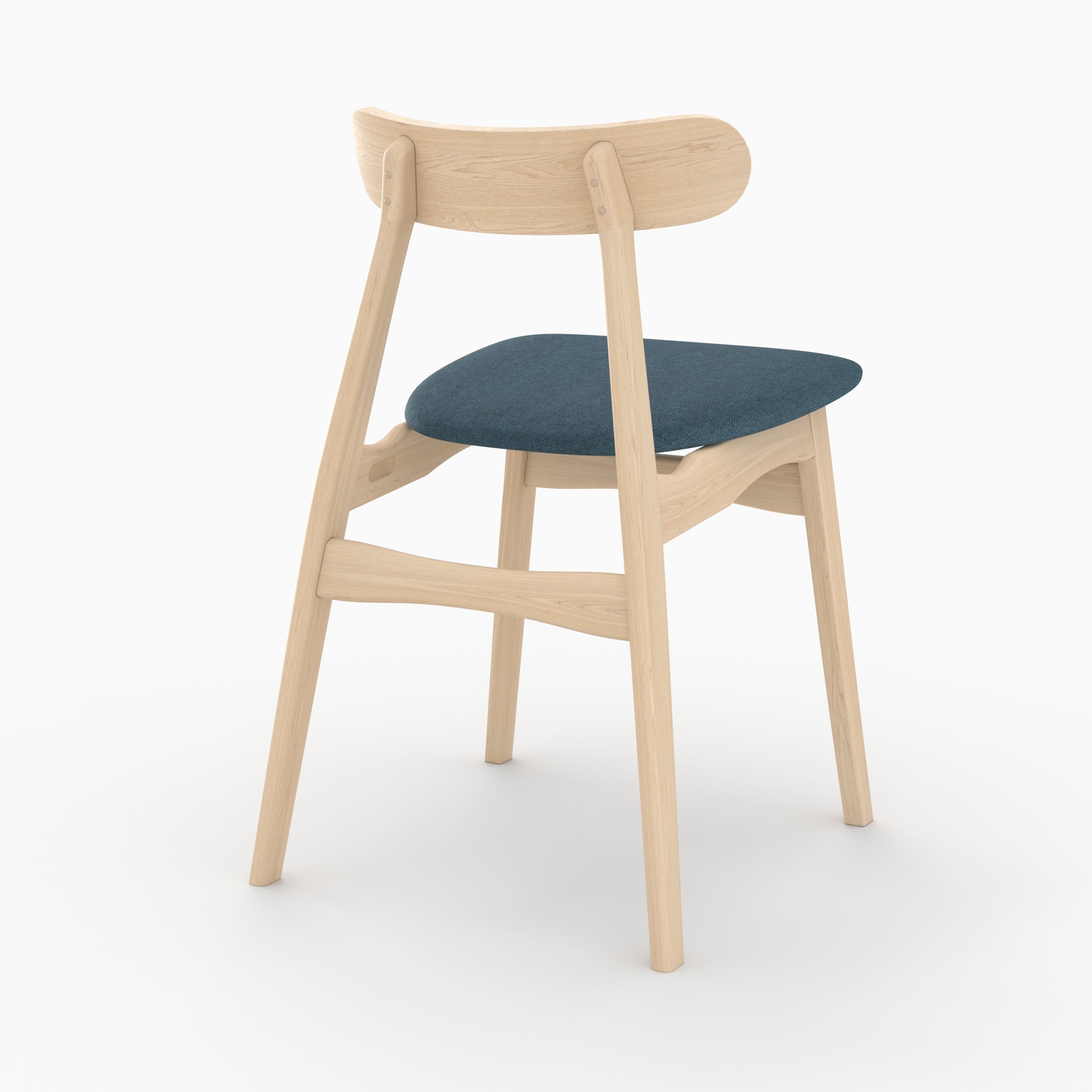 sedie Josette in tessuto blu legno chiaro set di 2