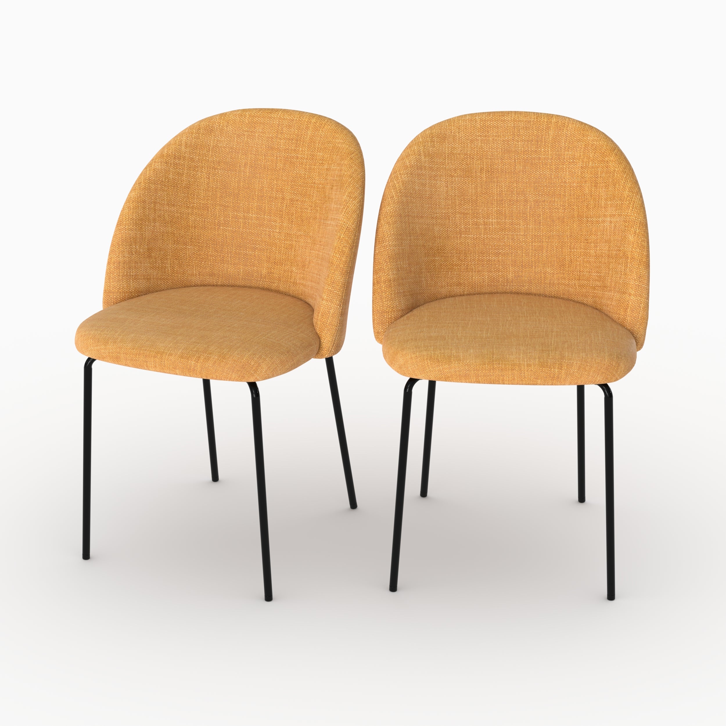 Chaises Karl jaune moutarde lot 2 tissu texture
