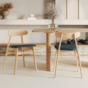 sedie Lisette set di 2 in legno e tessuto blu
