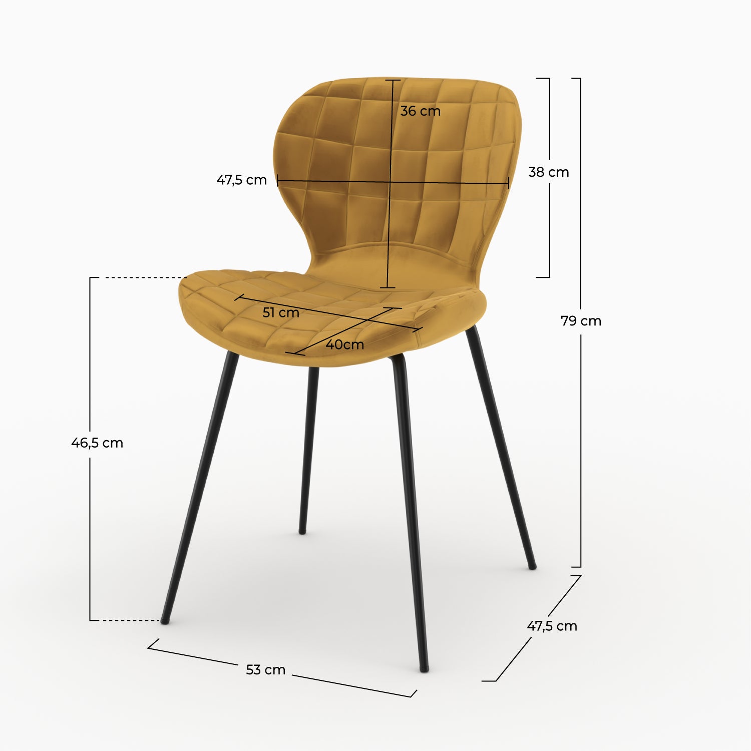 sedie mazzia set di 2 in velluto giallo curry con gambe in metallo