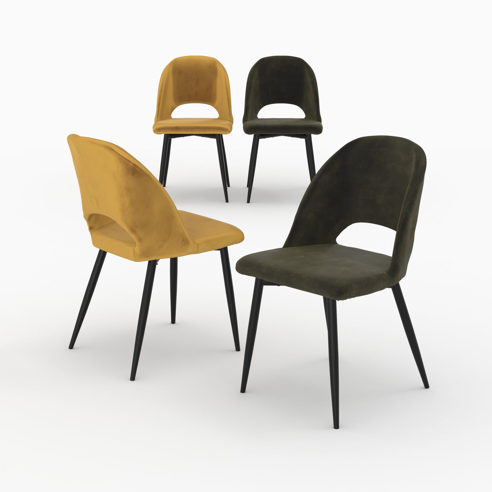 chaises penelope pack 4 velours jaune et vert rendez vous deco