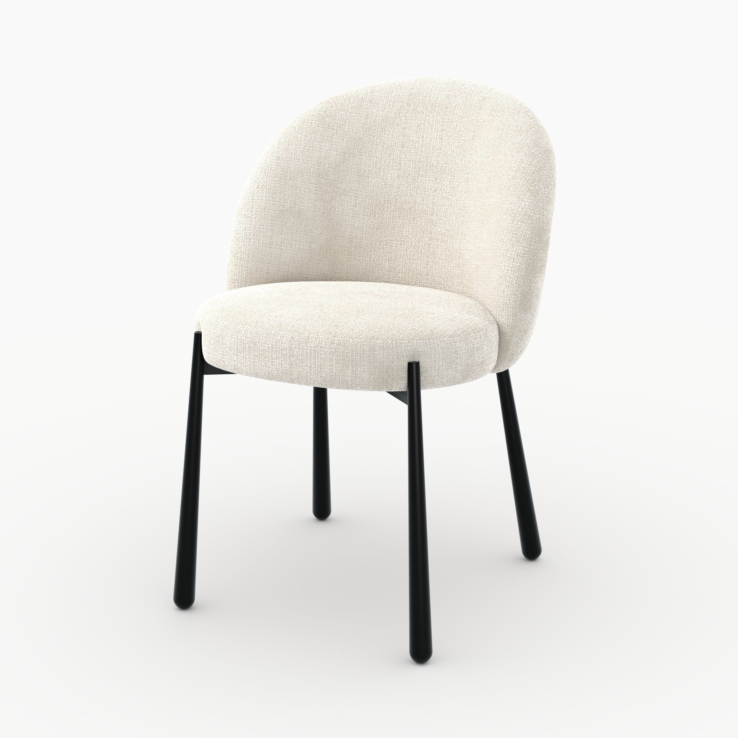 Chaises Pulpy lot 2 velours chenille écru métal noir