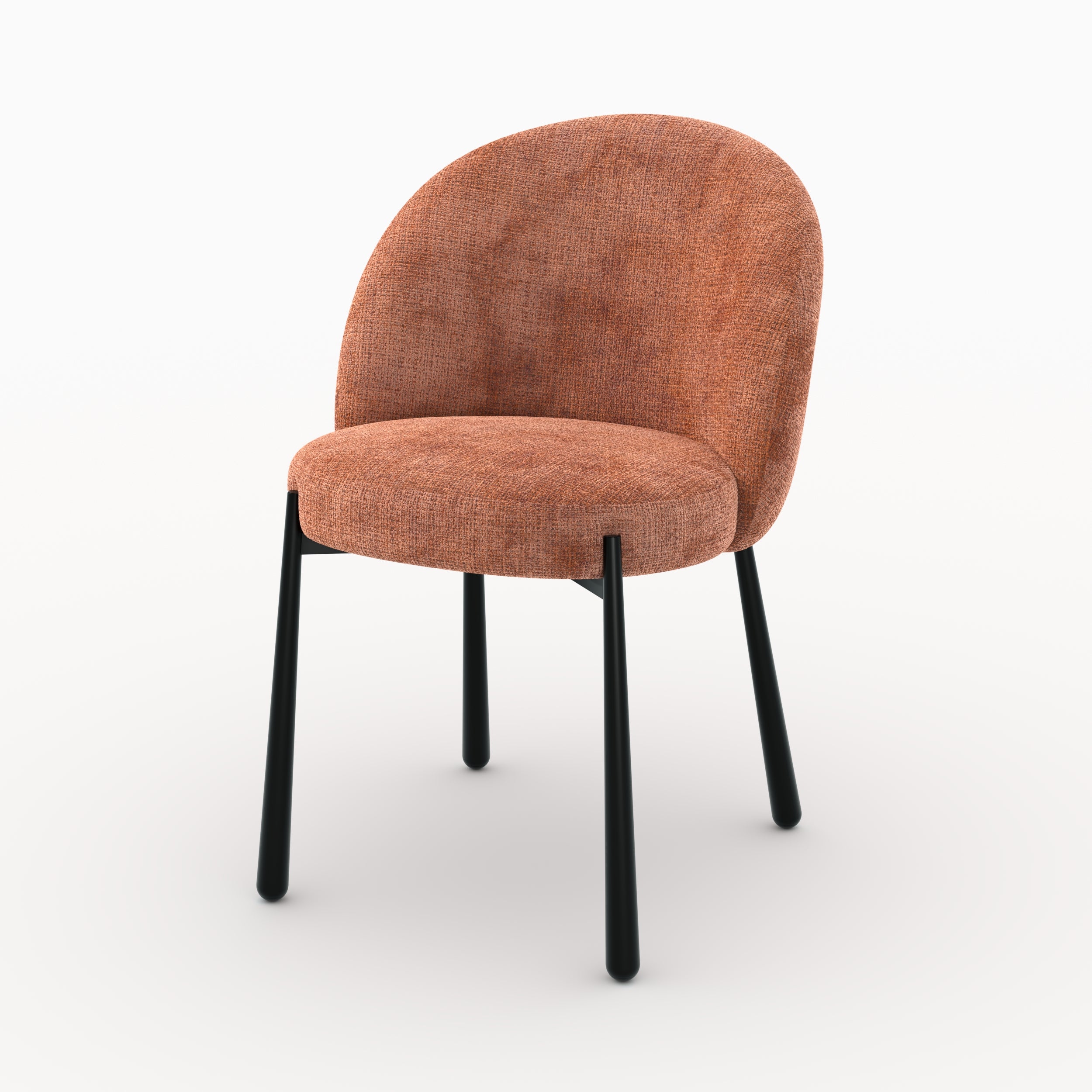 Chaises Pulpy lot 2 velours chenille terracotta métal noir