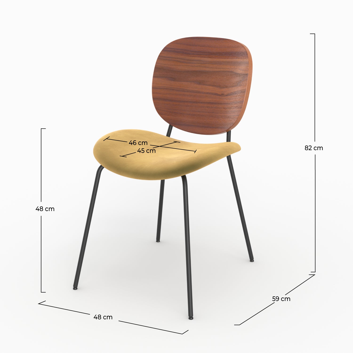 sedie in velluto legno giallo senape simone set 2