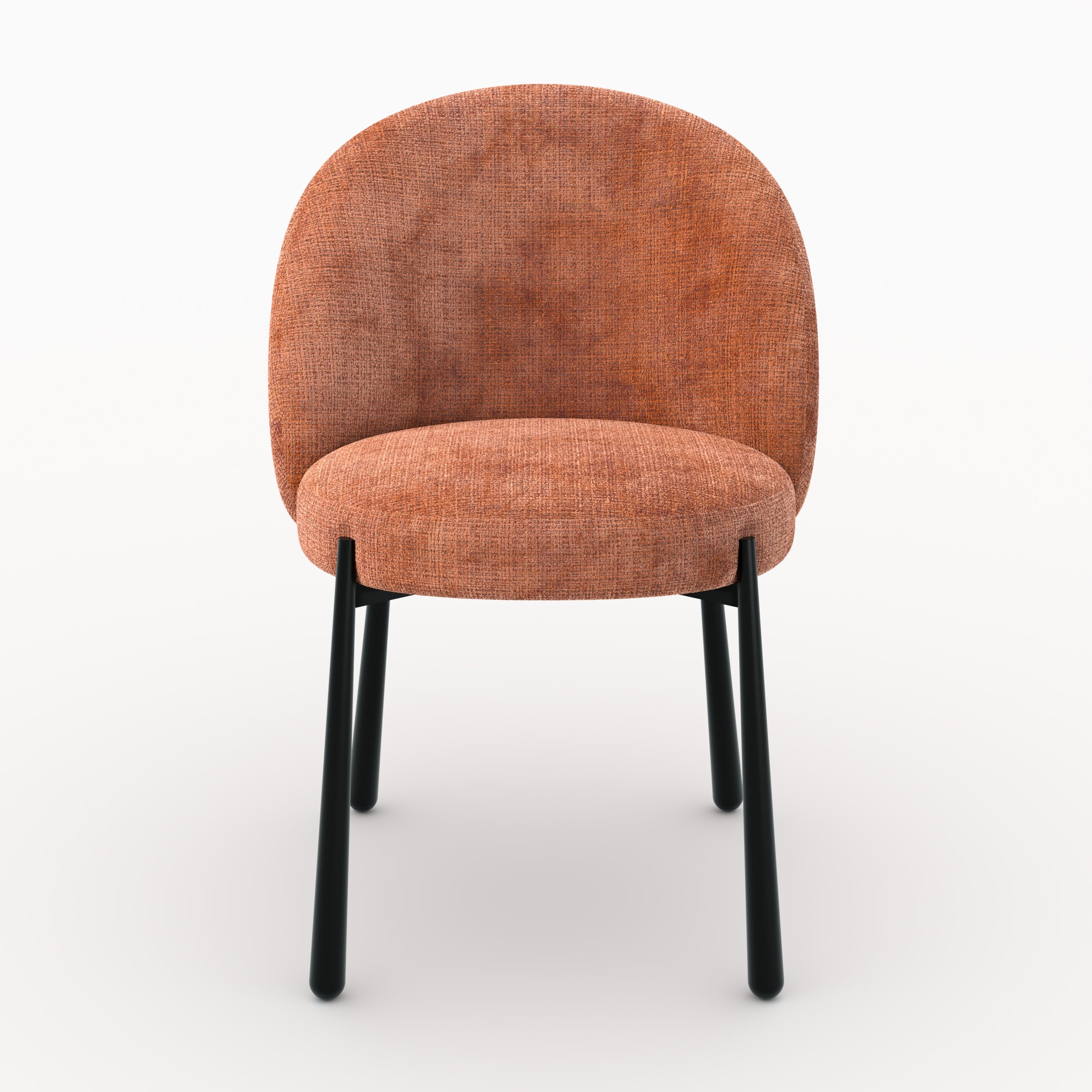 Chaises velours chenille terracotta lot 2 métal noir Pulpy