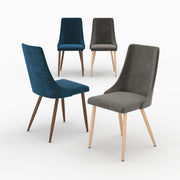 chaises vinni 4 pack velours bleu et gris haut dossier rendez vous deco