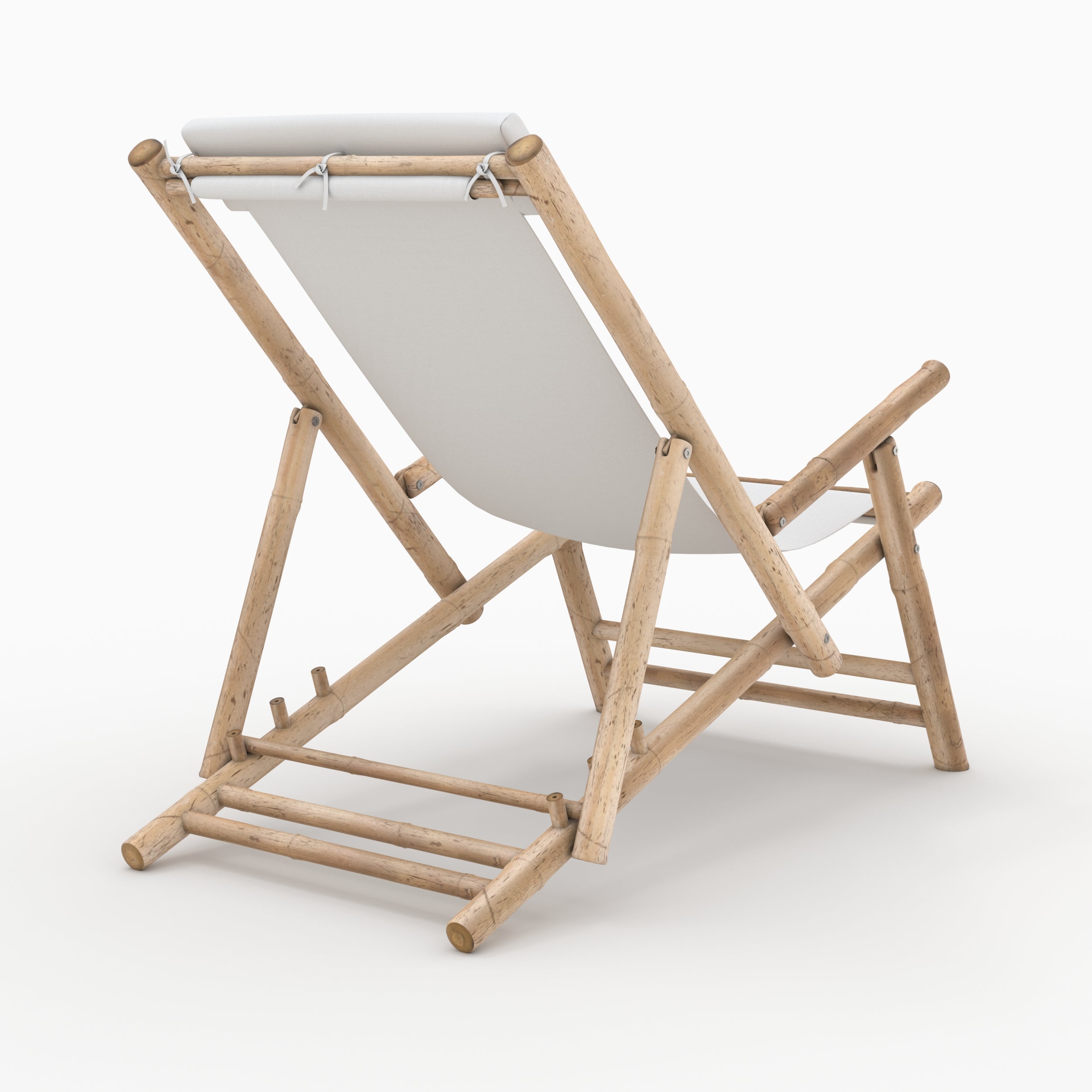 chaise a sdraio in bambù tessuto crema bianco sporco fondo beige vadella