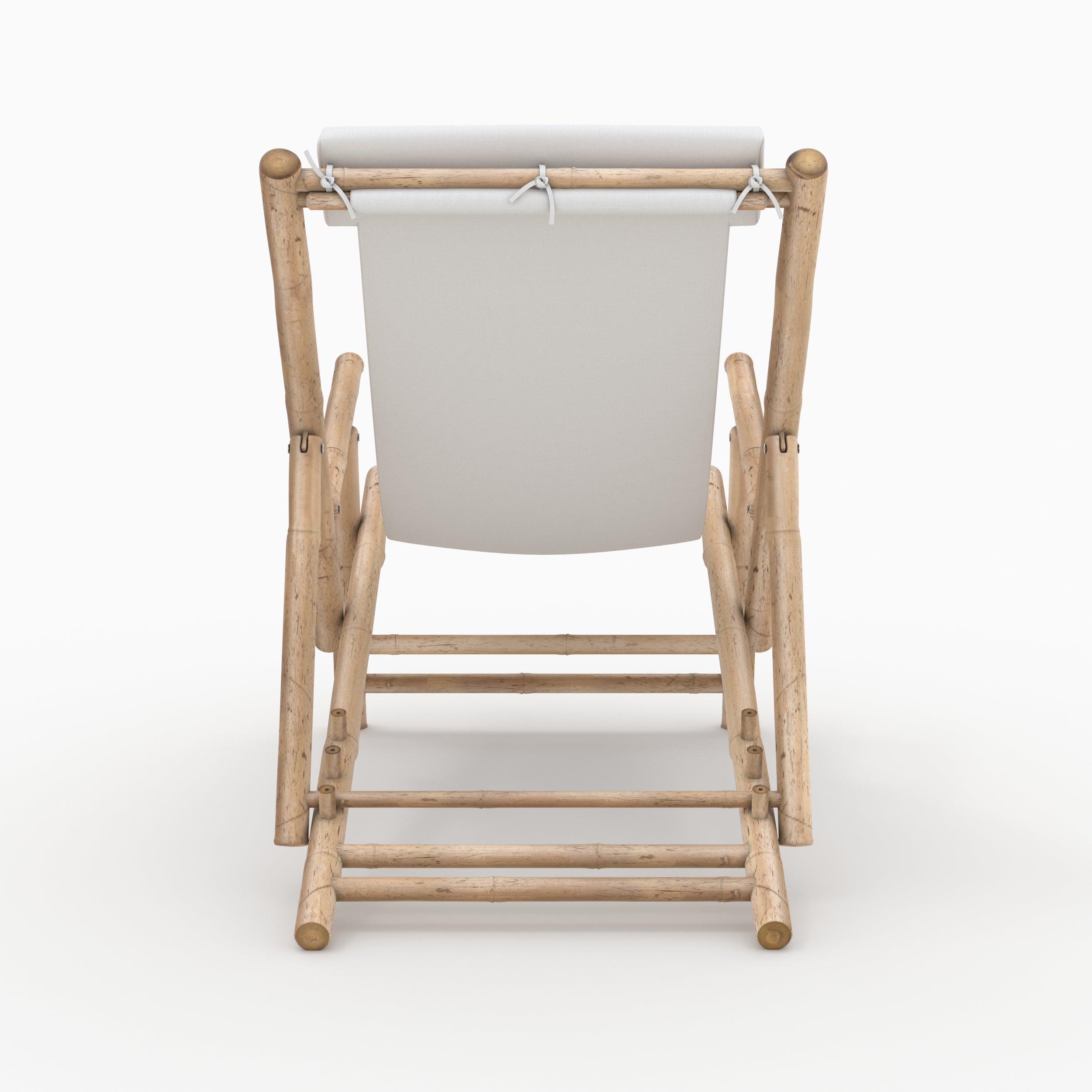 chaise a sdraio in bambù tessuto crema bianco sporco vadella fondo beige