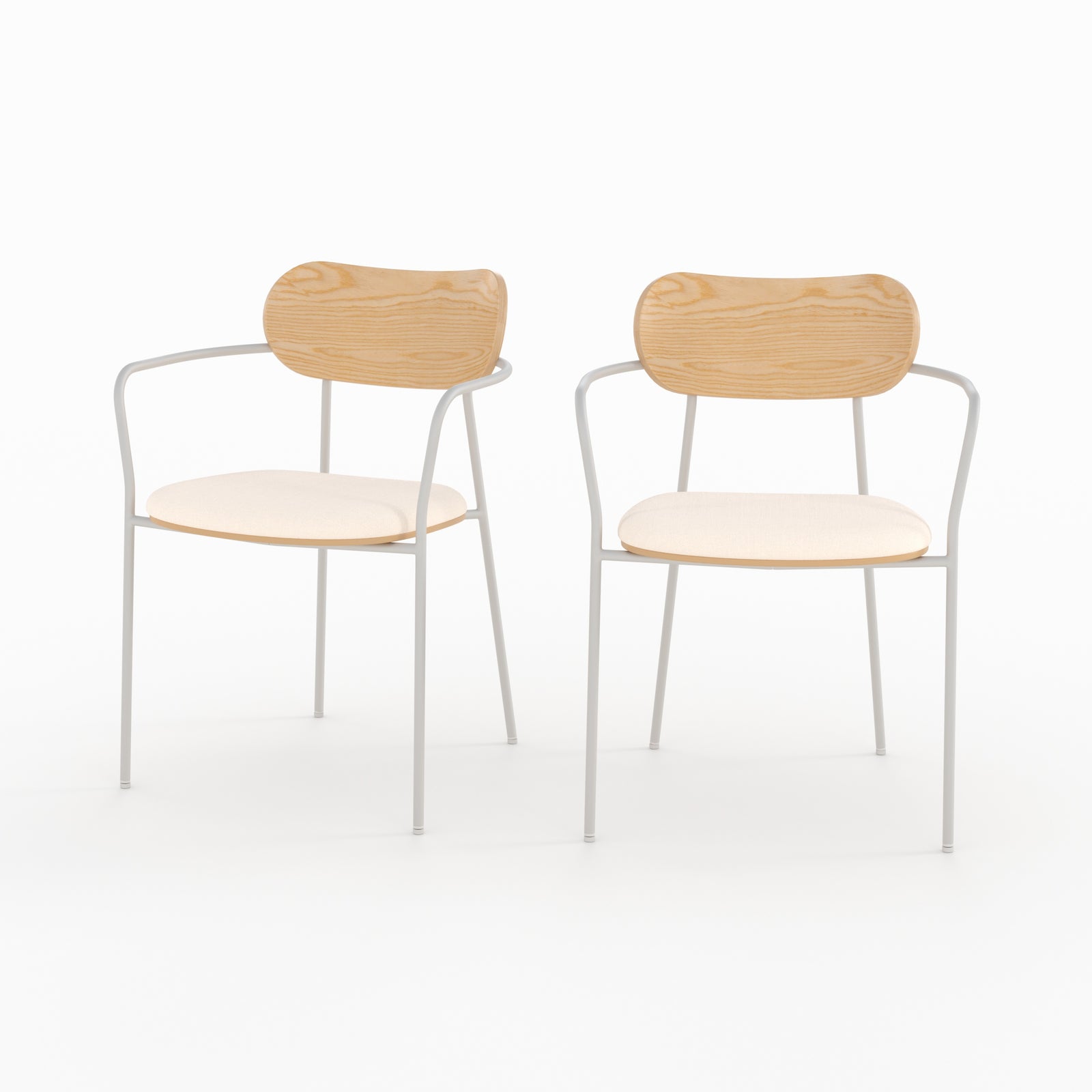 Clair bois en placage et beige tissu en marine chaises 2 de lot