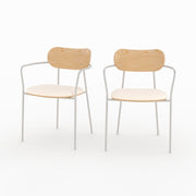 Clair bois en placage et beige tissu en marine chaises 2 de lot