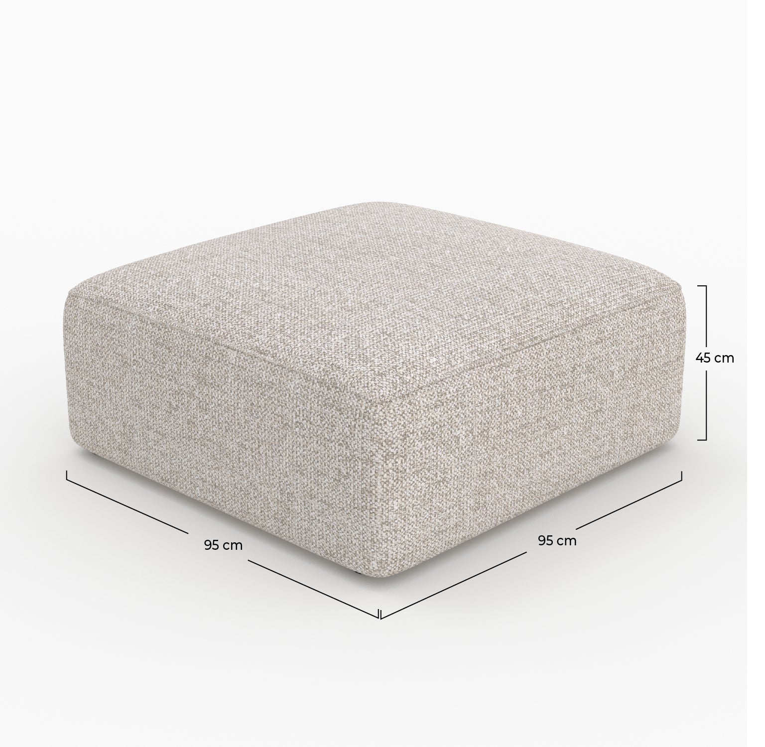 Cocooning pouf carre Hestia canapé modulable tissu beige