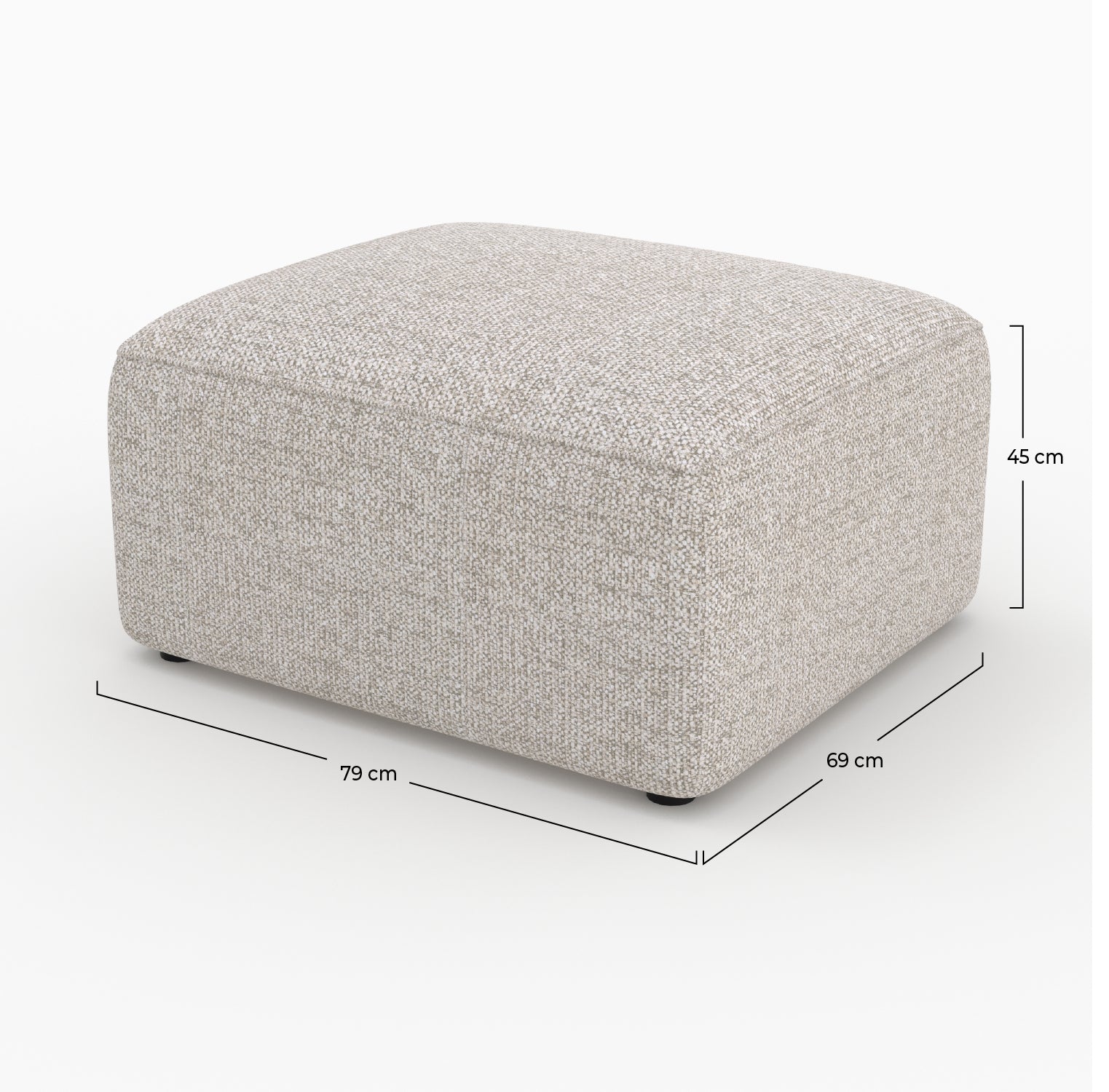 Cocooning pouf rectangulaire Hestia canapé modulable tissu beige