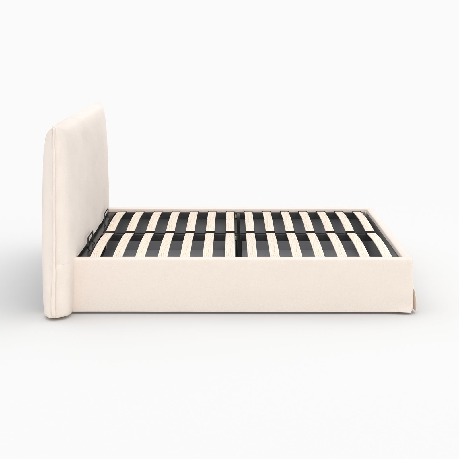 Coffre lit double 160x200cm Safia tissu blanc