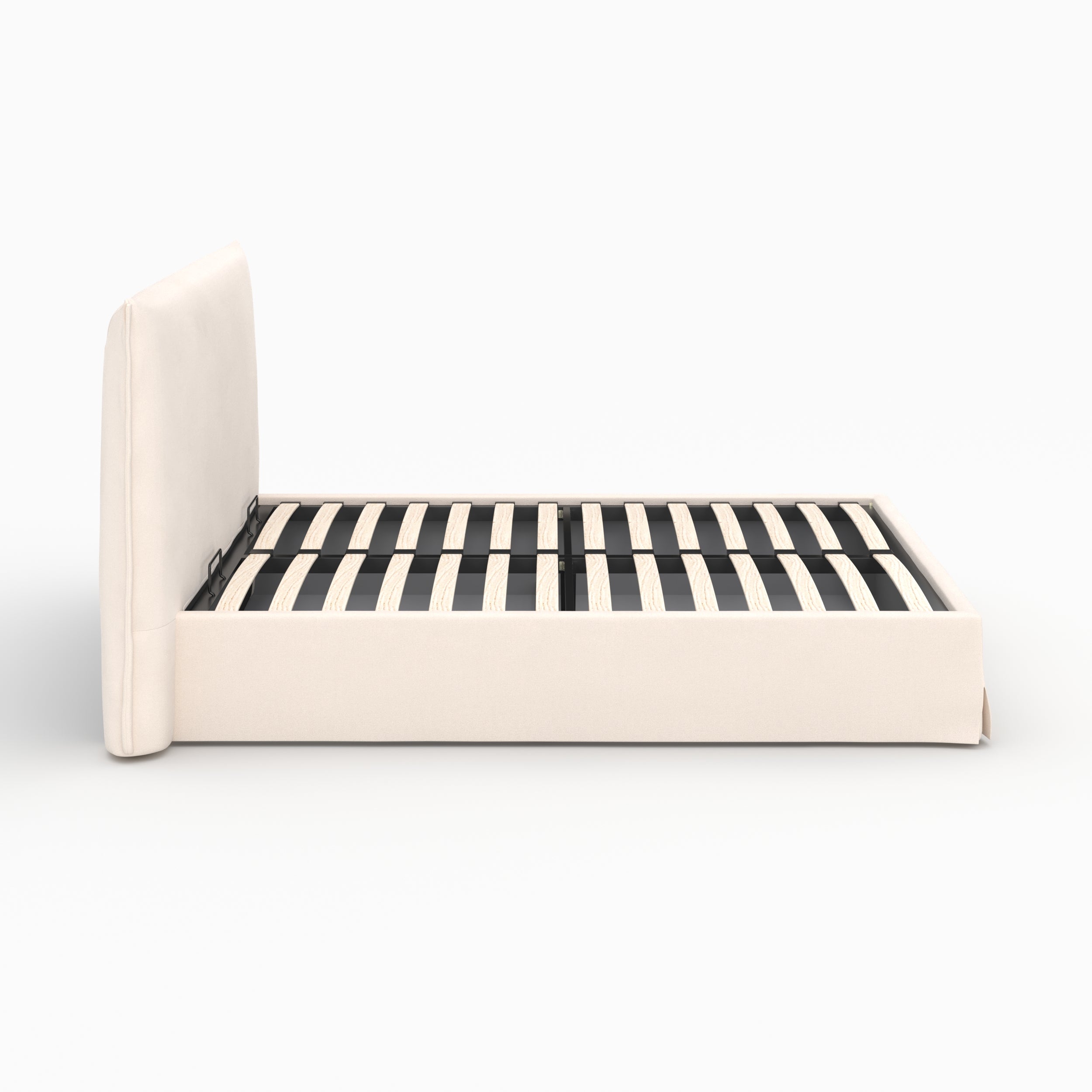 Coffre lit double 160x200cm Safia tissu blanc