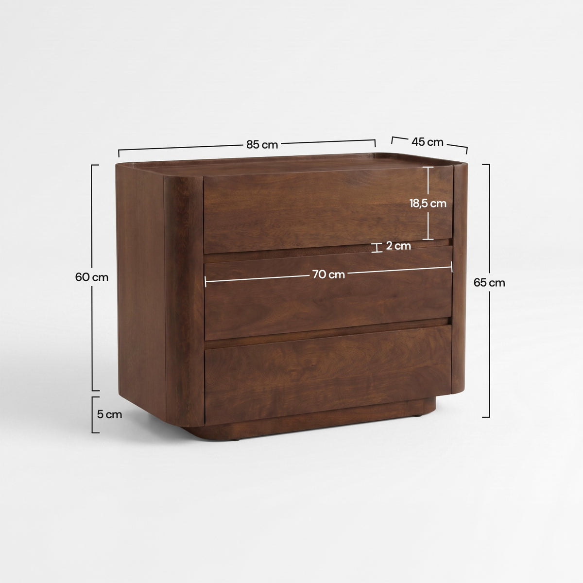 Commode Aldo en bois de manguier noyer, dimensions - Maison Pavane