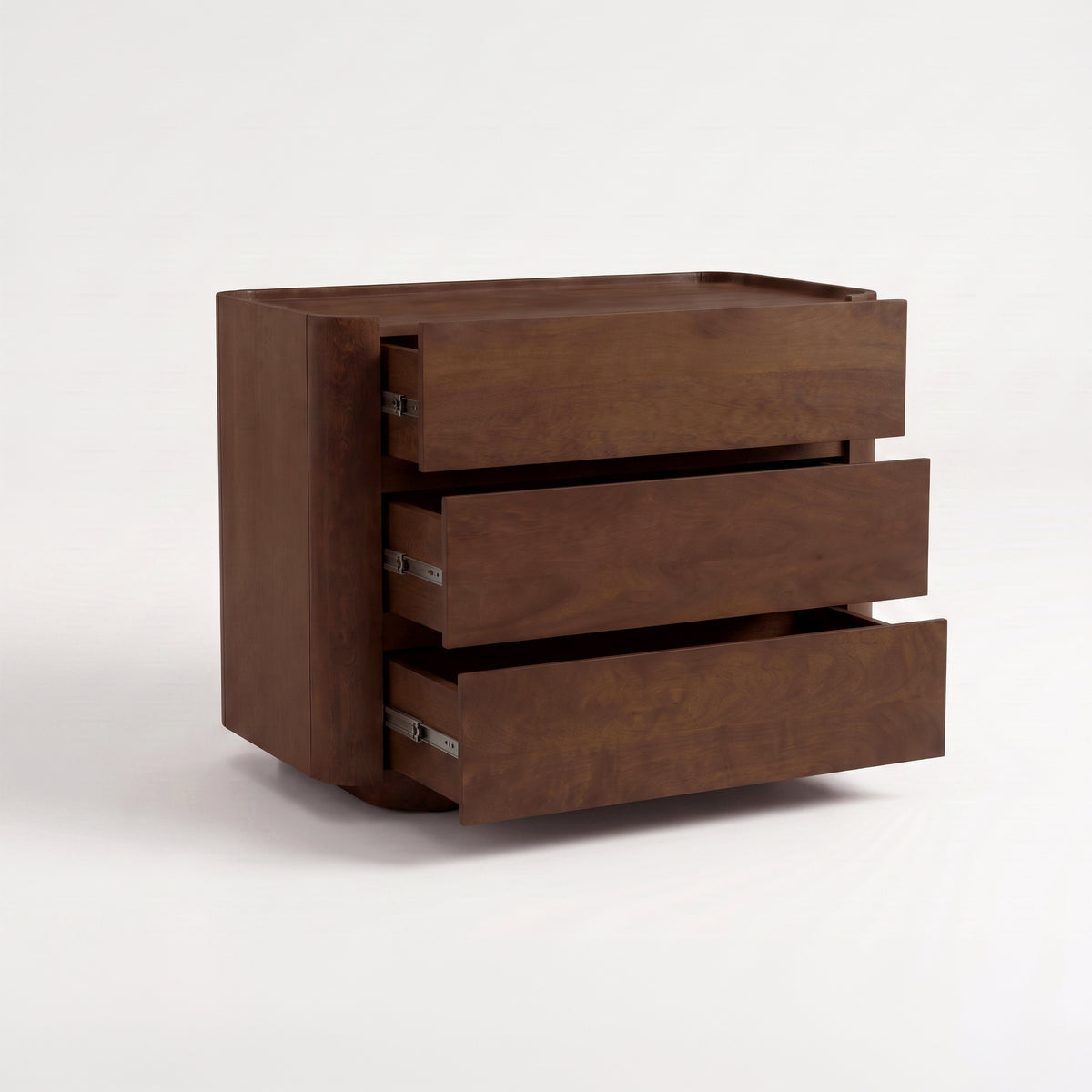 Commode Aldo en bois de manguier noyer, tiroirs ouverts - Maison Pavane