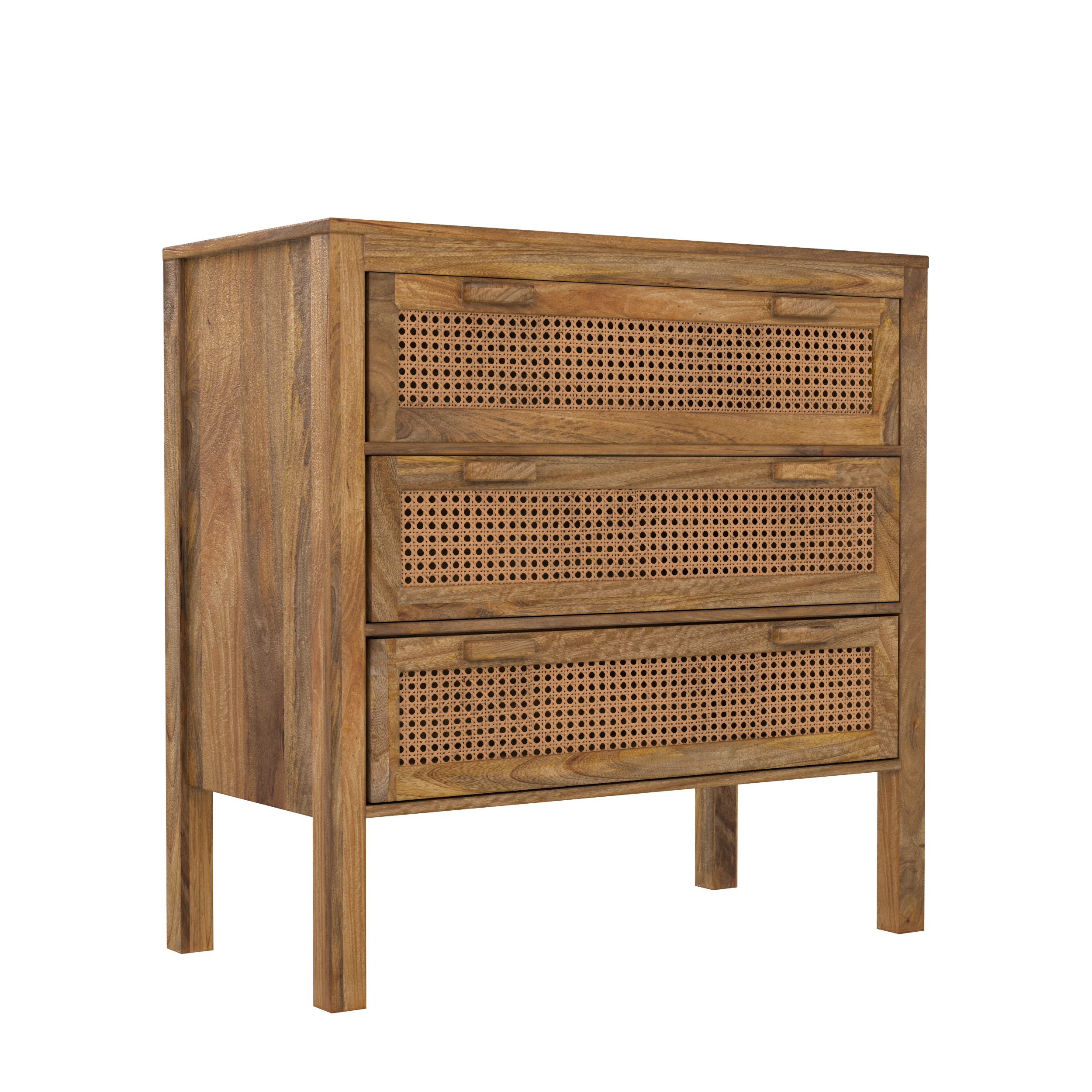 Commode en cannage 3 tiroirs Tiki